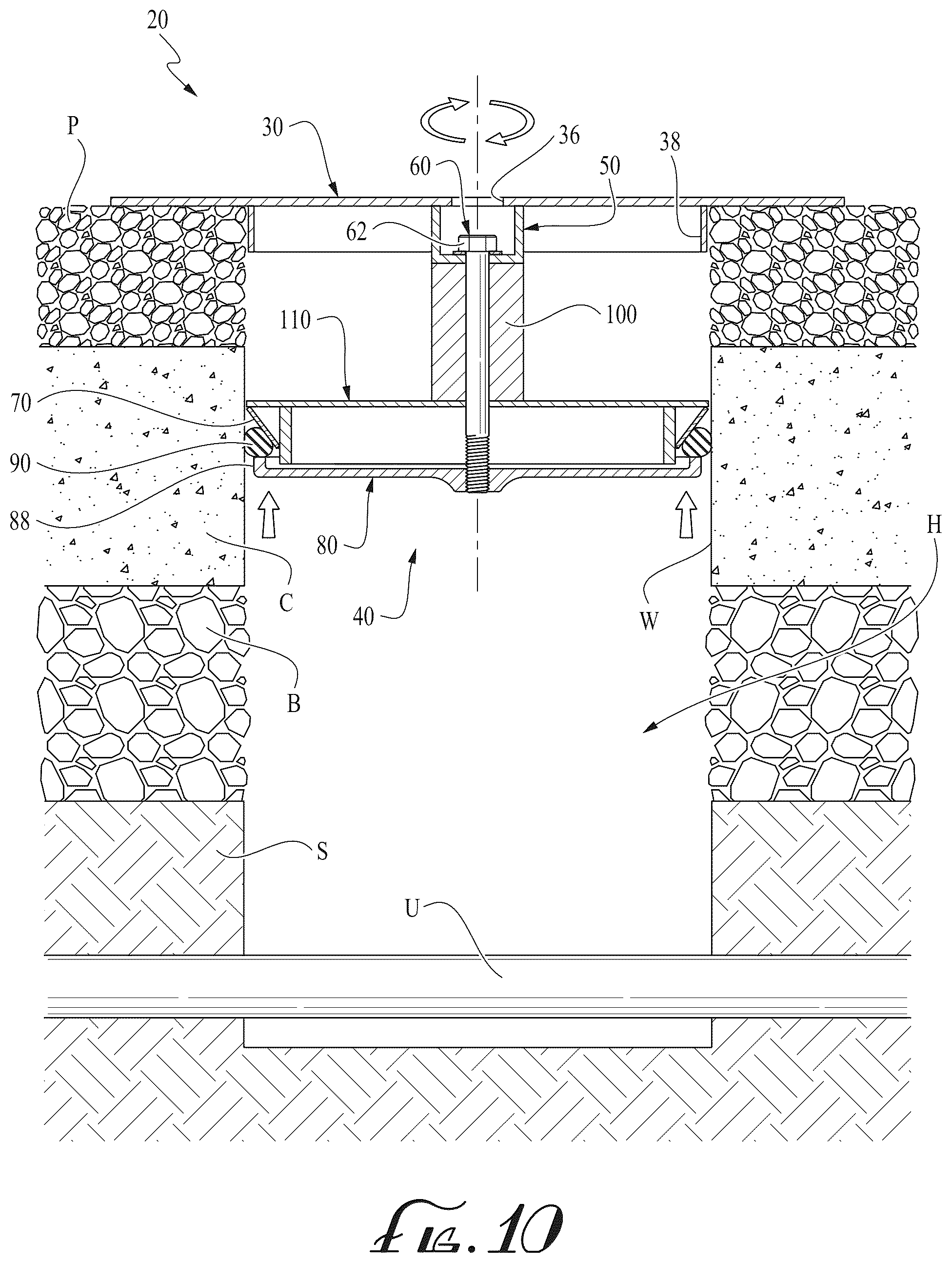 Patent US12297608 Figure 8 – Selectively frictionally engaged hole cover