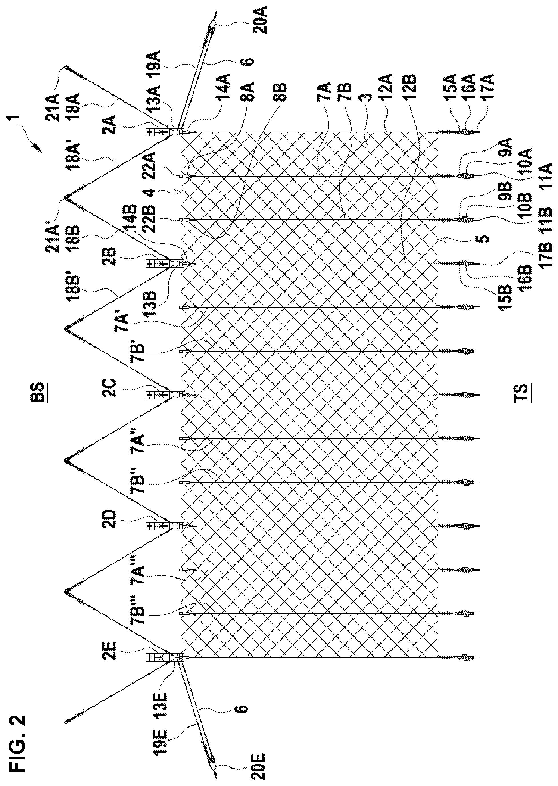 Patent US12297612 Figure 2 – Rockfall barrier