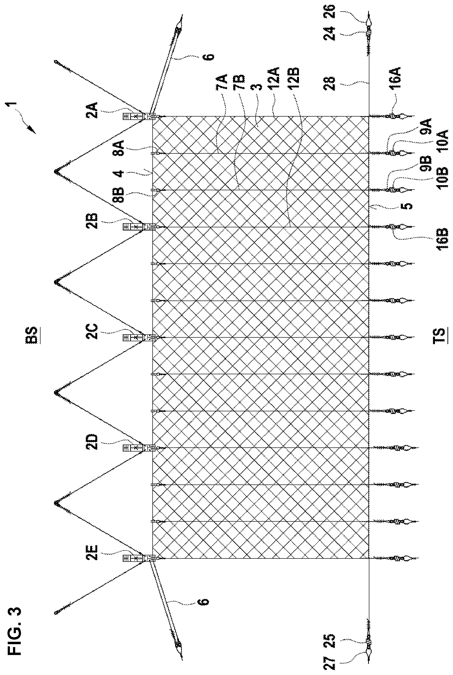 Patent US12297612 Figure 3 – Rockfall barrier