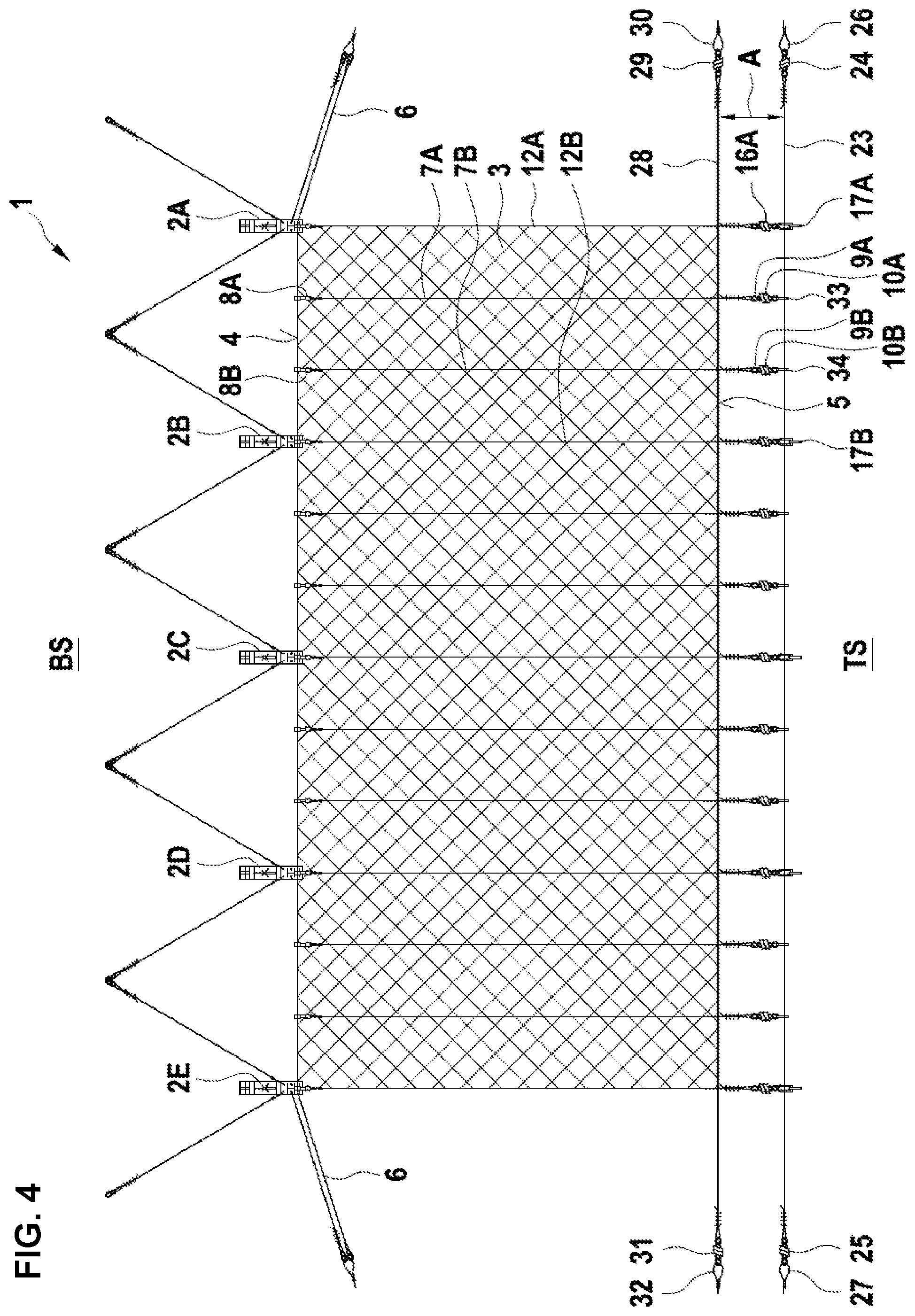 Patent US12297612 Figure 4 – Rockfall barrier