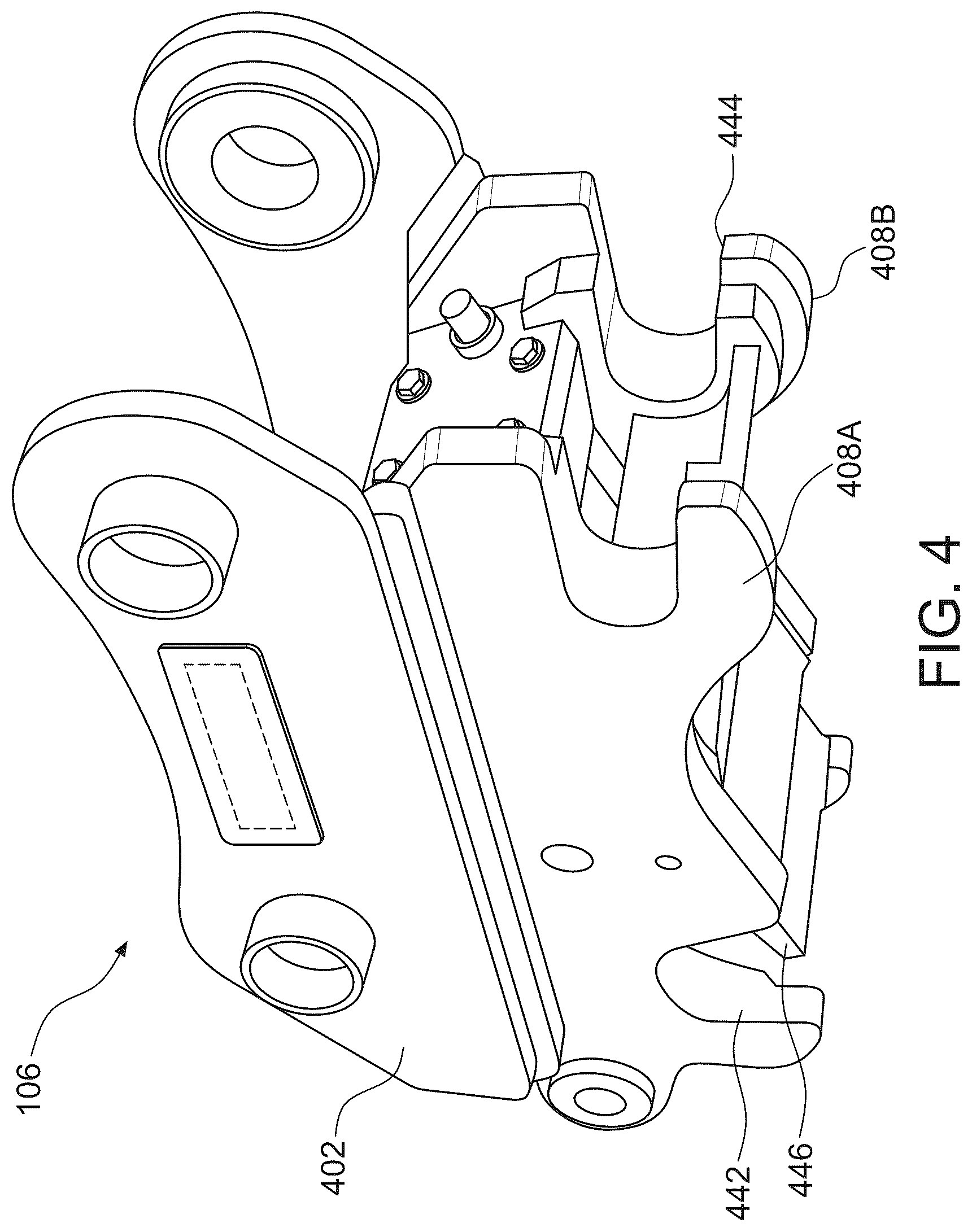 Patent US12297619 Figure 4 – Modular hydraulic thumb for excavator
