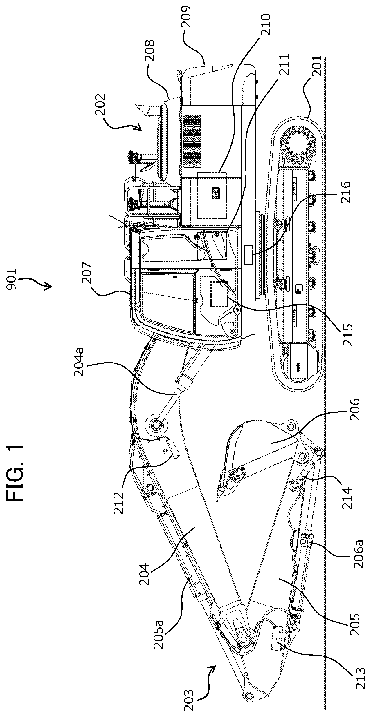 Patent US12297624 Figure 1 – Work machine