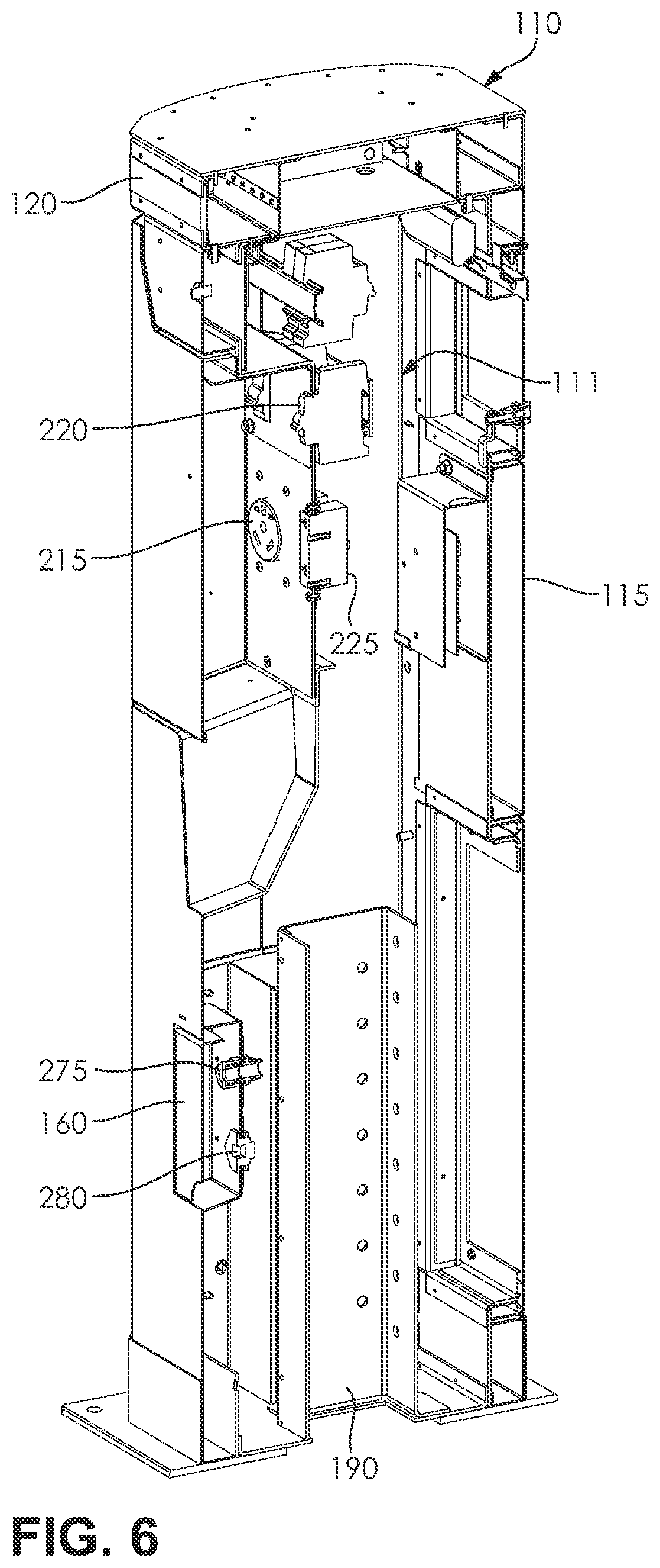 Patent US12297627 Figure 4 – Power and communications pedestal for recreational vehicles