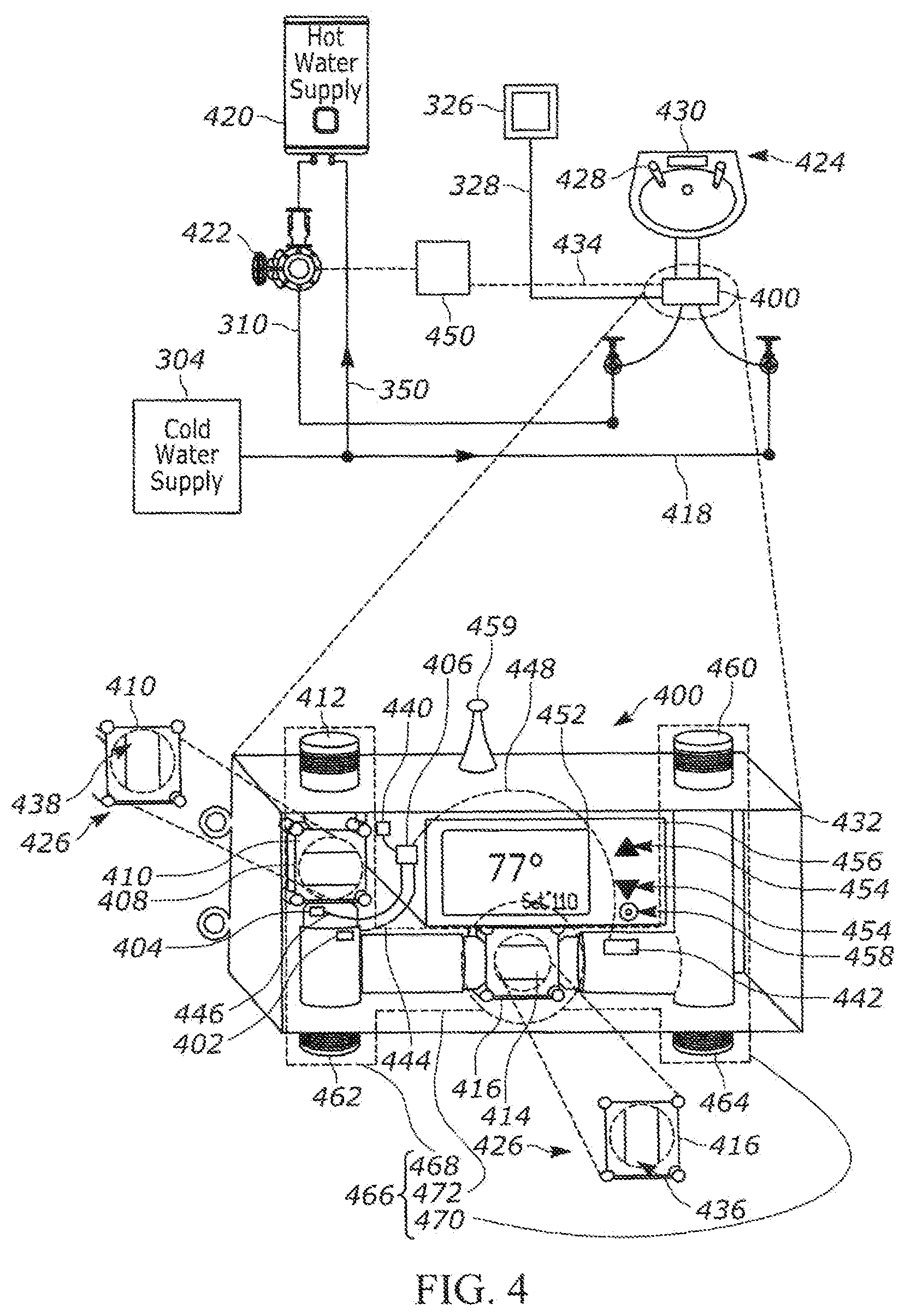 Patent US12297628 Figure 4 – Smart faucet controller and method