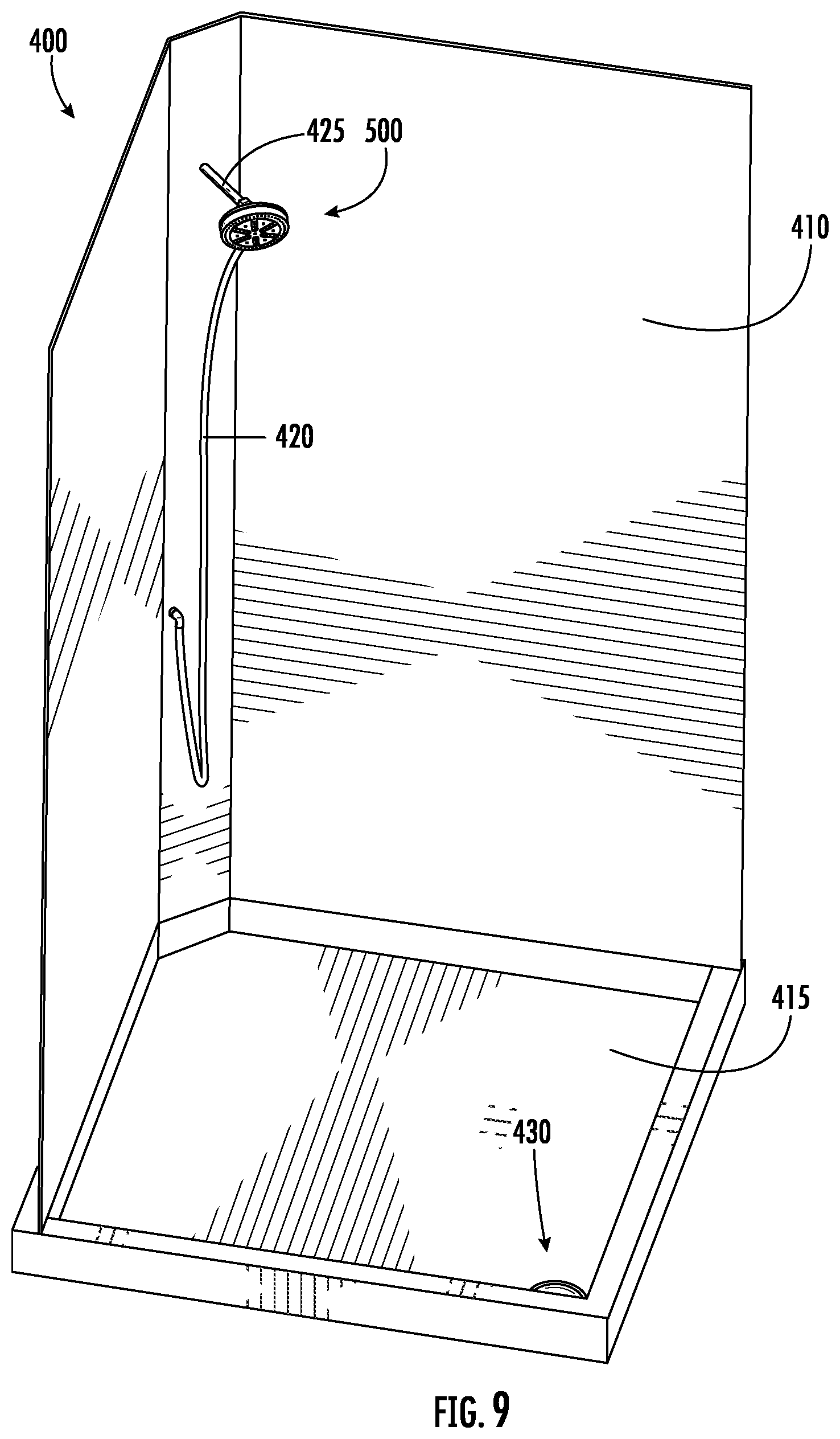 Patent US12297631 Figure 6 – Recirculating shower system