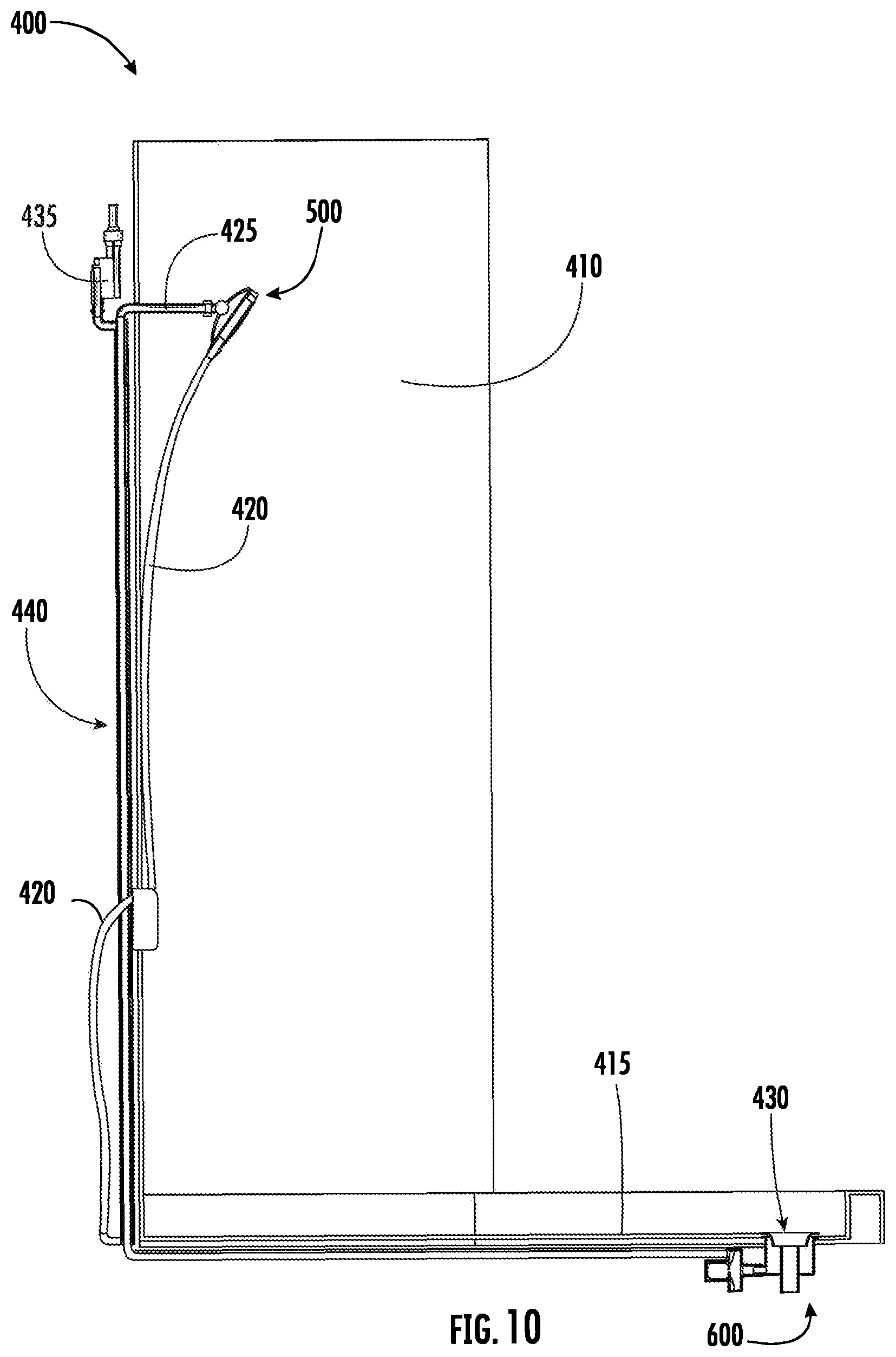 Patent US12297631 Figure 7 – Recirculating shower system