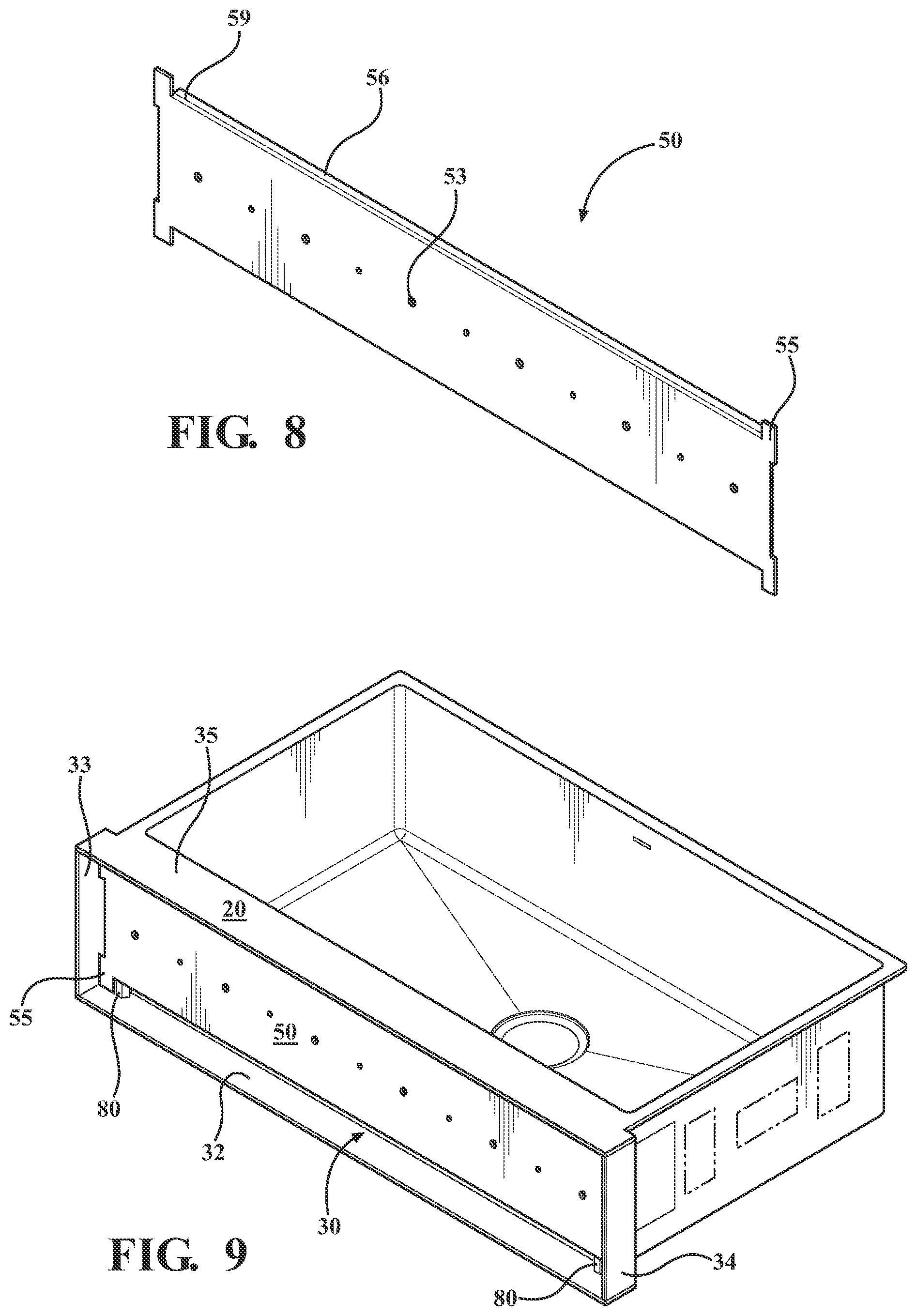 Patent US12297633 Figure 7 – Apron front sink with interchangeable faces