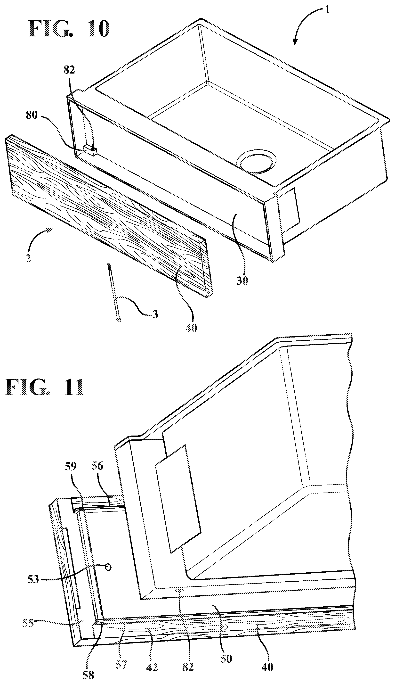 Patent US12297633 Figure 8 – Apron front sink with interchangeable faces