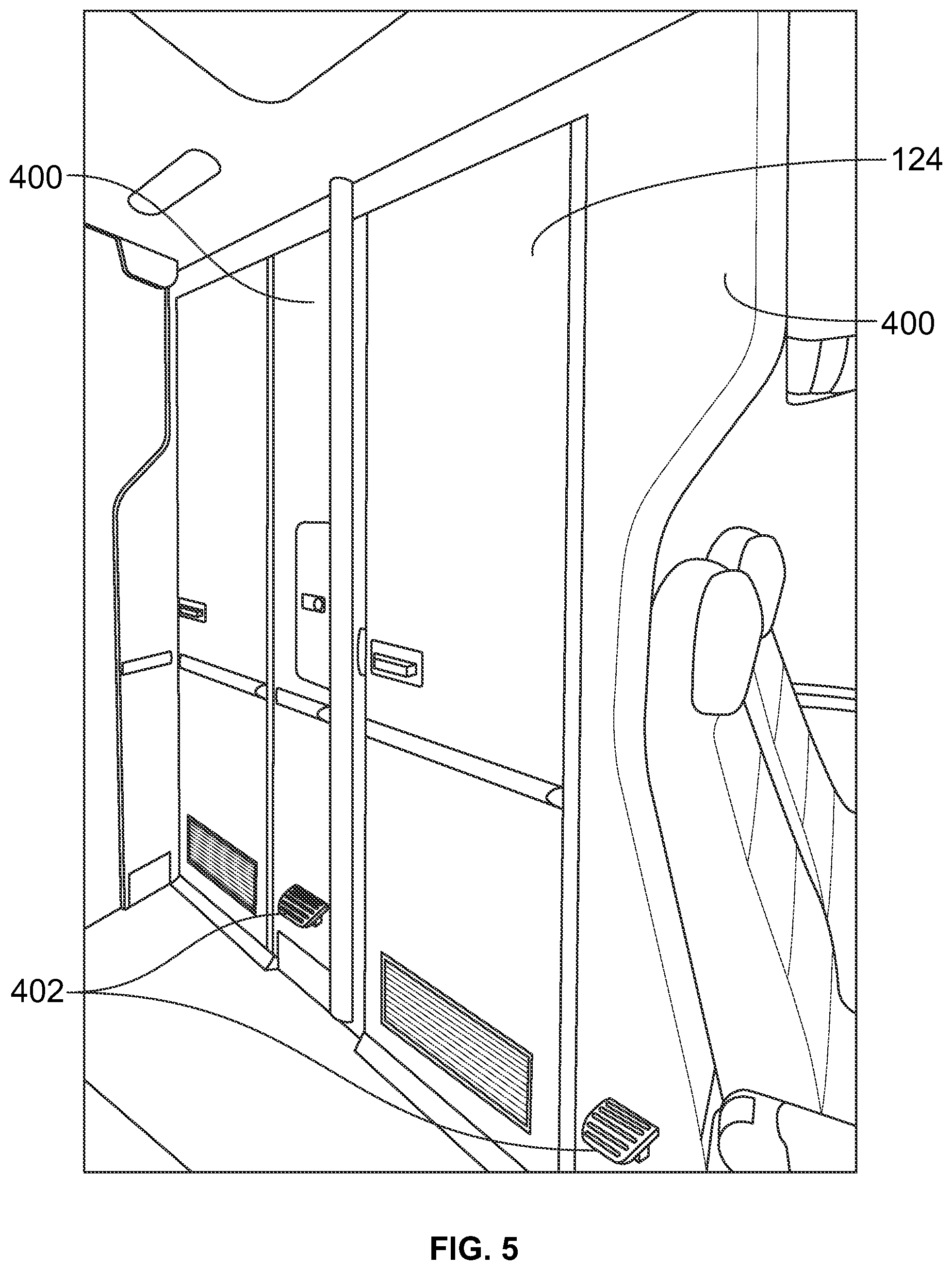 Patent US12297636 Figure 4 – Systems and methods for cleaning a floor of a lavatory within an internal cabin of a vehicle