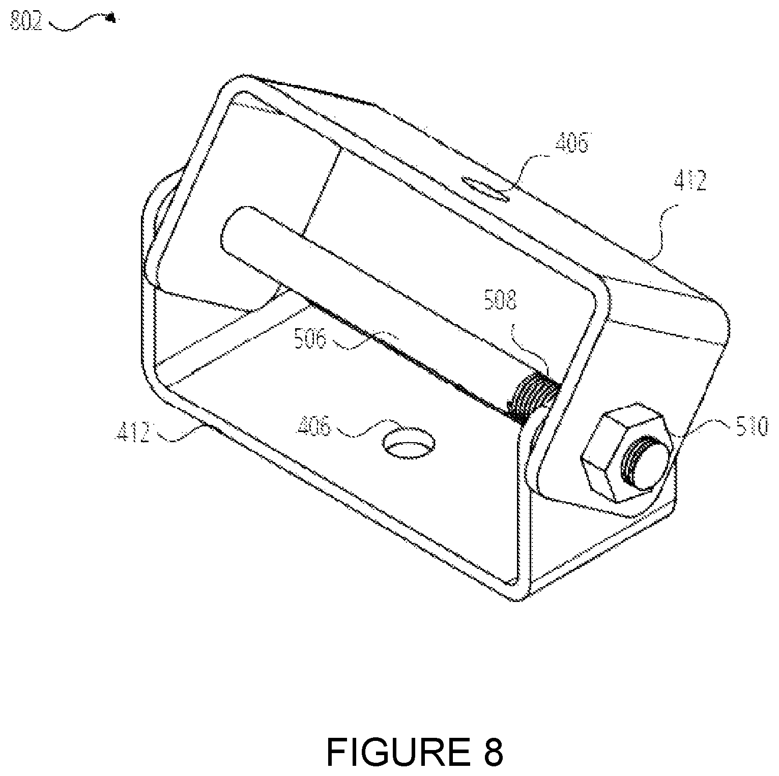 Patent US12297639 Figure 8 – Articulating support bracket