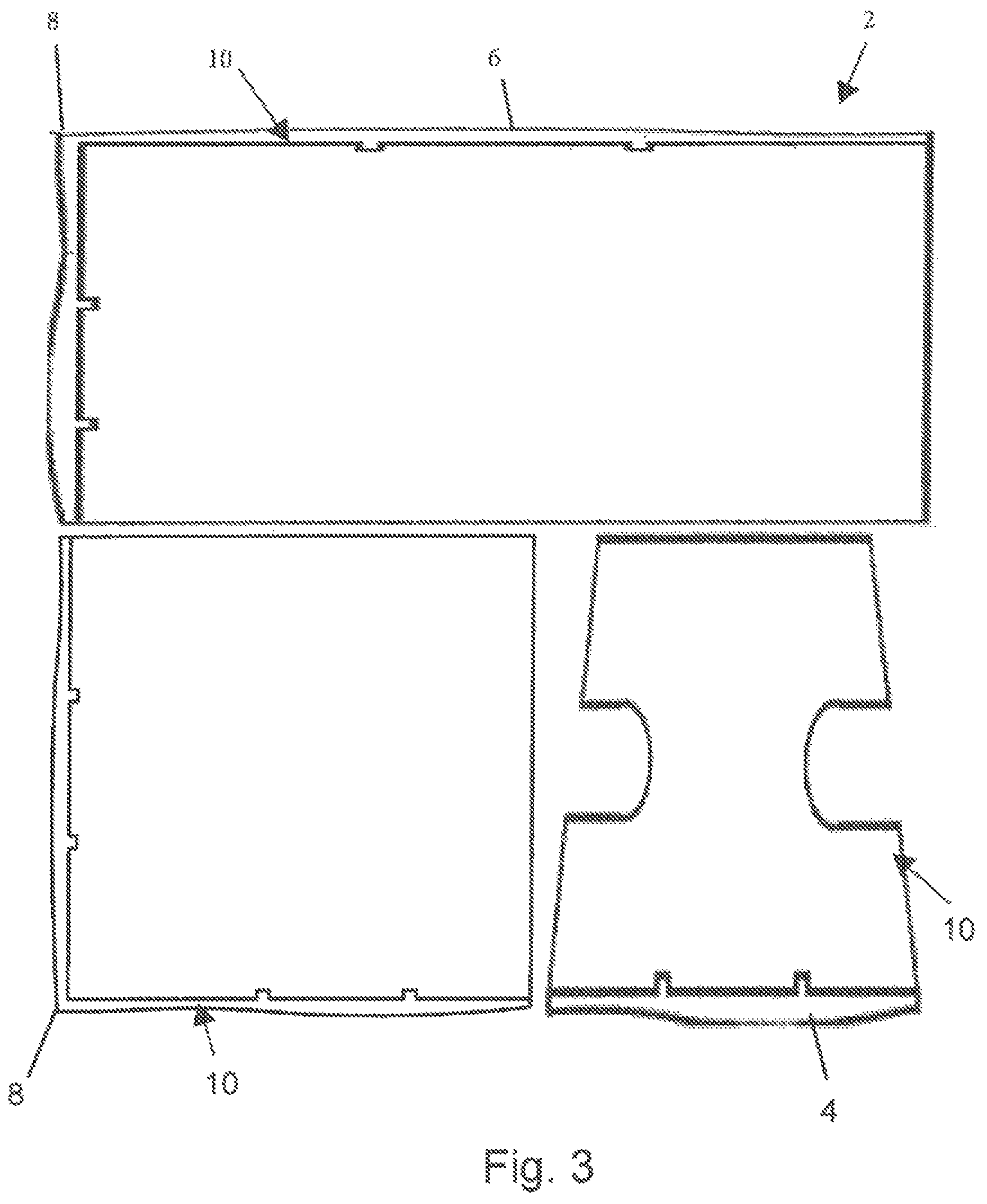 Patent US12297641 Figure 3 – Cast stone corner hardscaping block