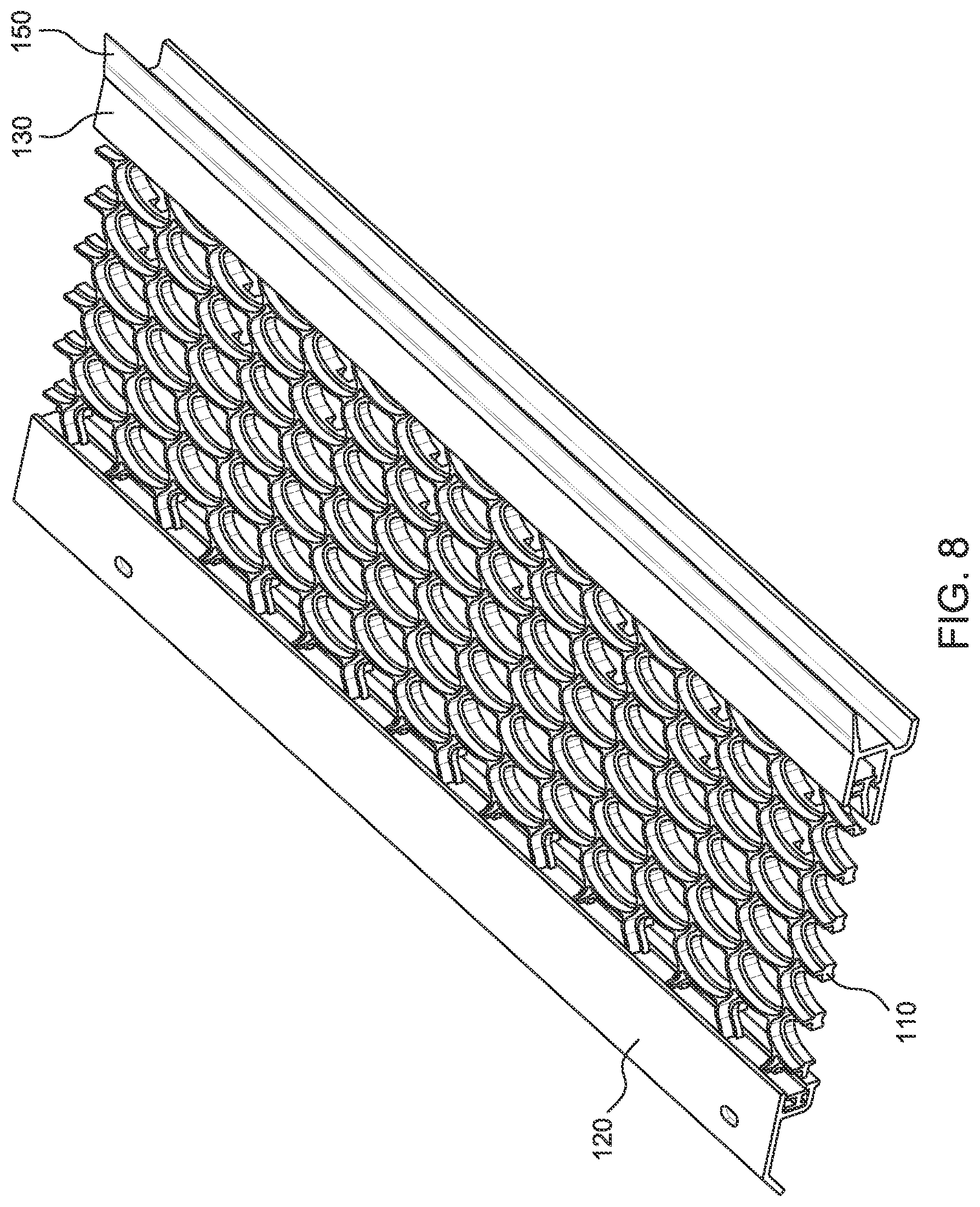Patent US12297645 Figure 11 – Main bodies and methods for use with modular platform for gutter guard systems with interchangeable components