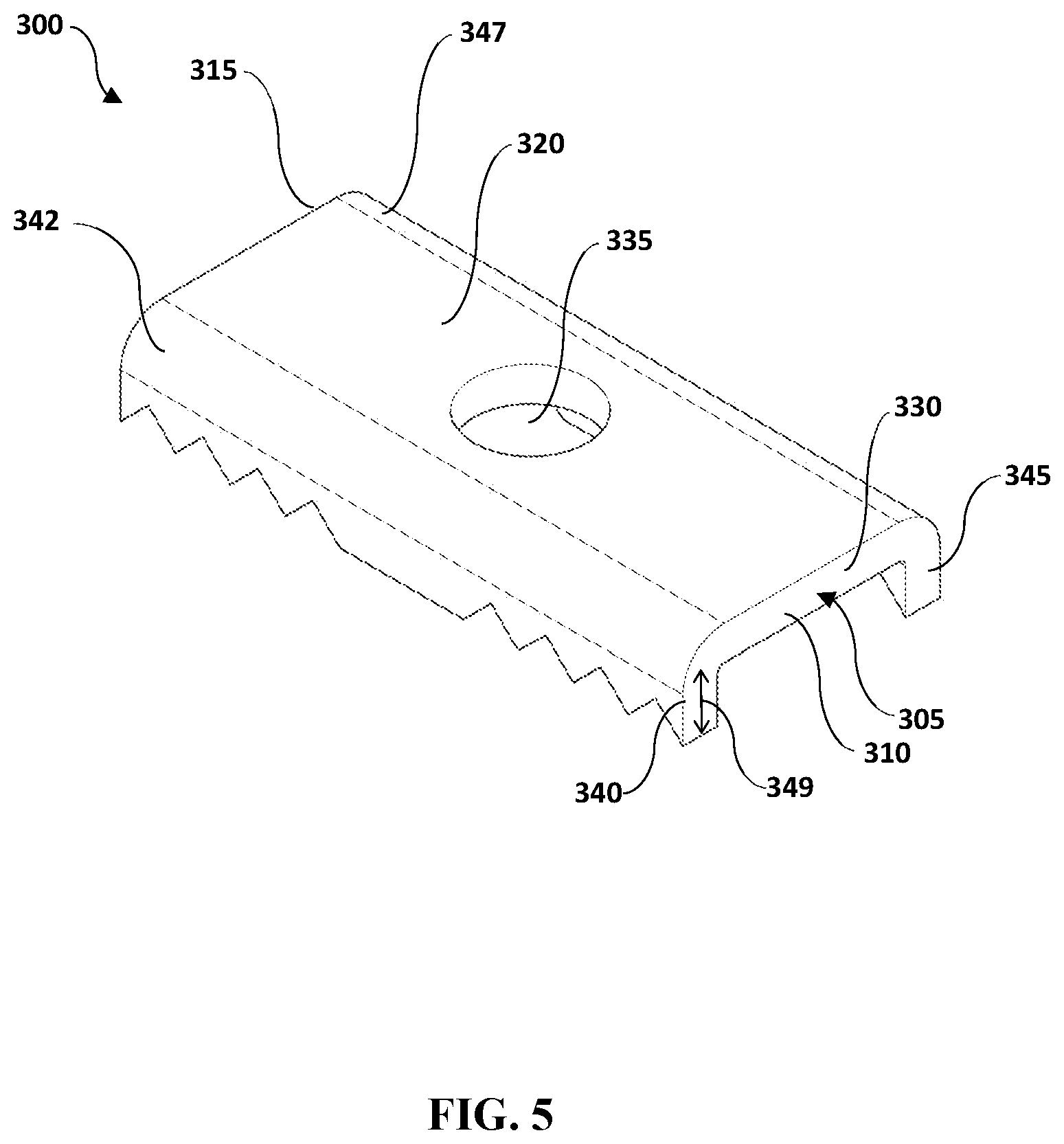 Patent US12297649 Figure 5 – Deck clip