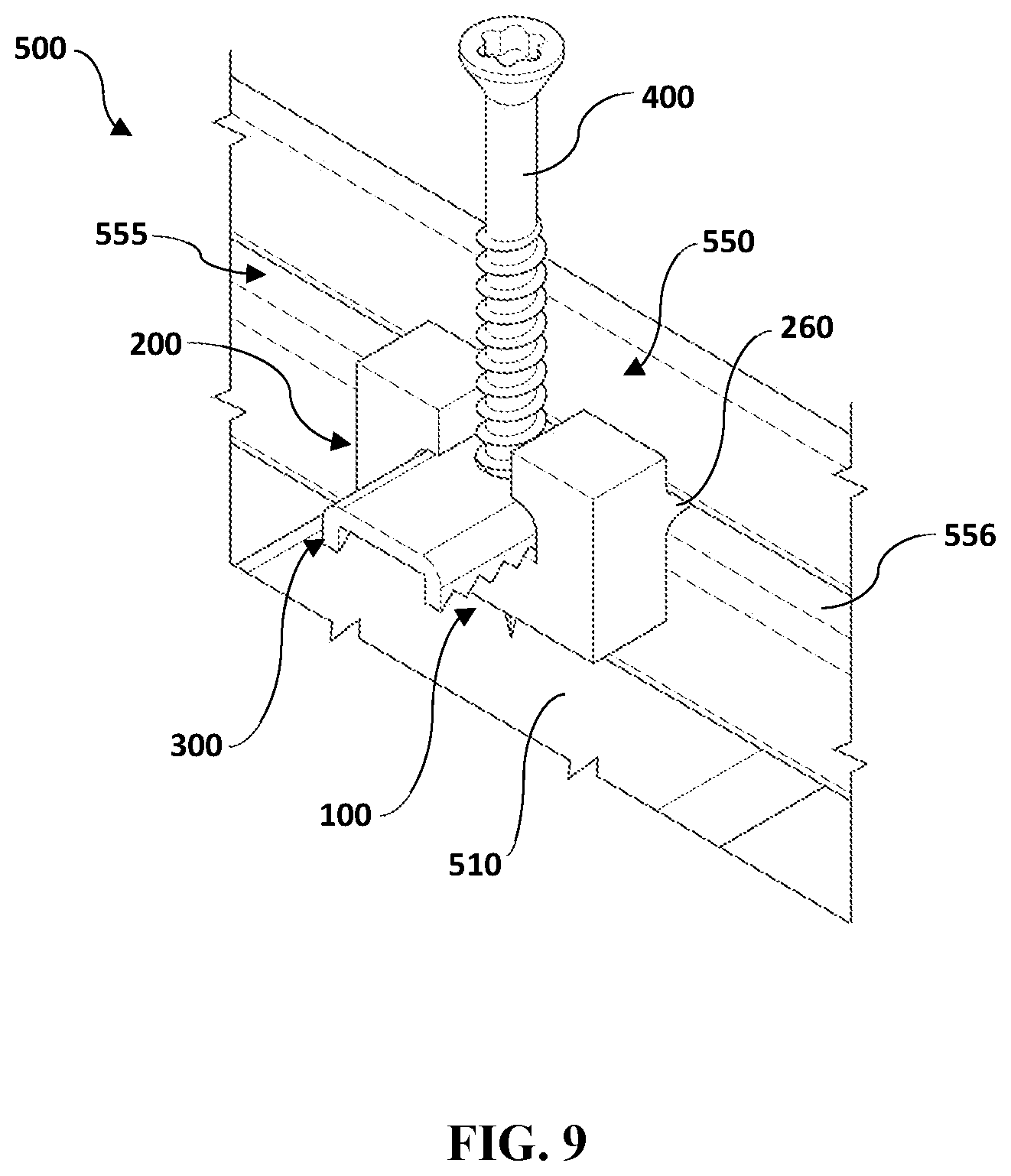 Patent US12297649 Figure 9 – Deck clip