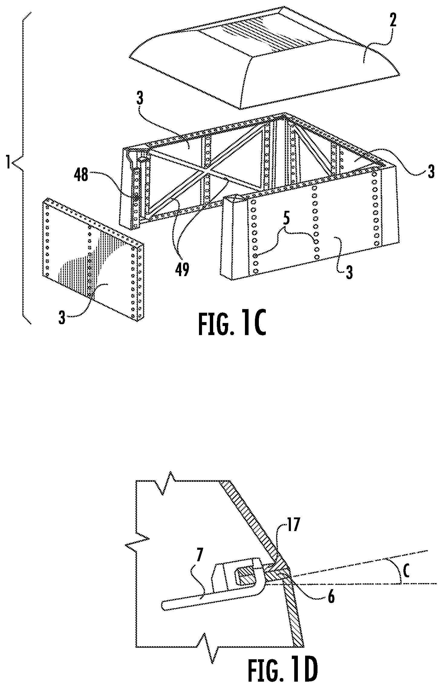 Patent US12297652 Figure 2 – Formwork mechanism for casting and moulding concrete, comprising a coffer with a sheet and four plates arranged around the sheet's perimeter