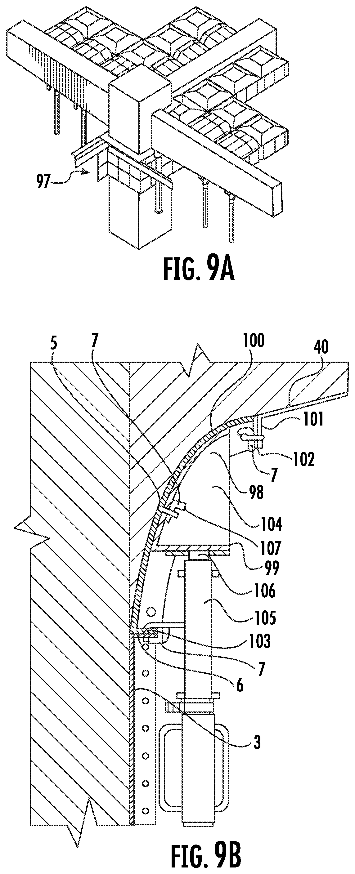 Patent US12297652 Figure 12 – Formwork mechanism for casting and moulding concrete, comprising a coffer with a sheet and four plates arranged around the sheet's perimeter