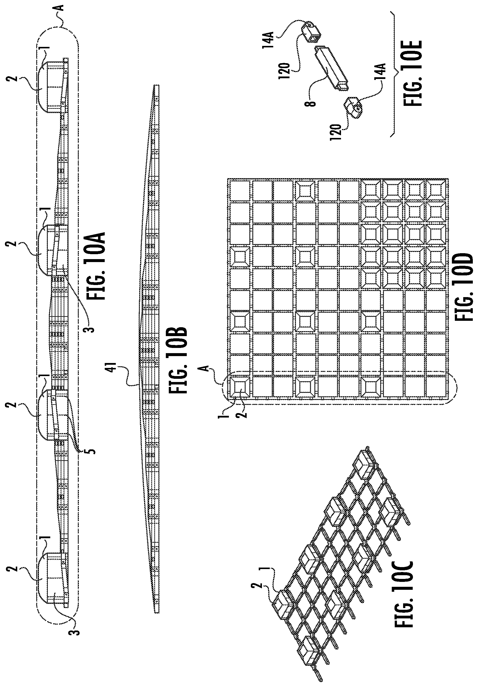 Patent US12297652 Figure 13 – Formwork mechanism for casting and moulding concrete, comprising a coffer with a sheet and four plates arranged around the sheet's perimeter