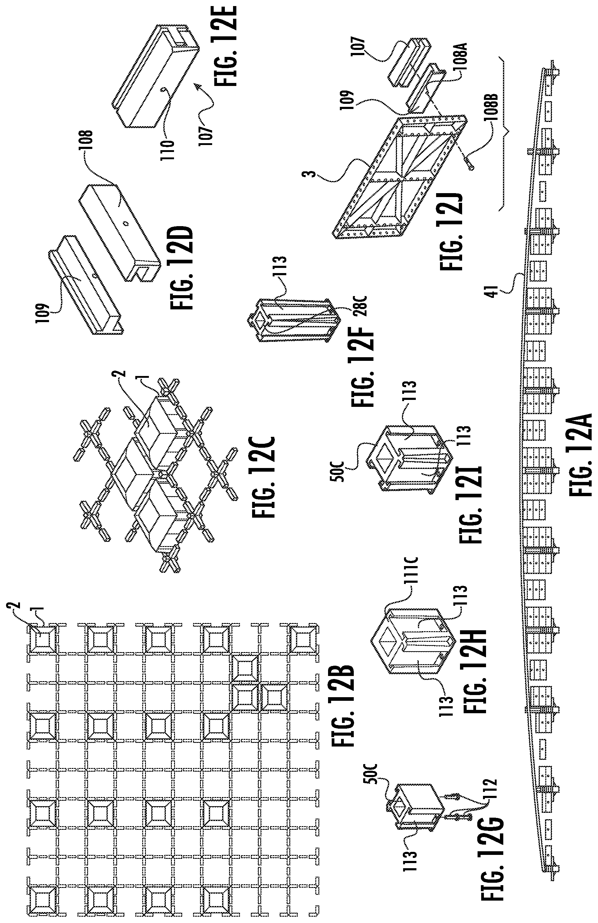 Patent US12297652 Figure 15 – Formwork mechanism for casting and moulding concrete, comprising a coffer with a sheet and four plates arranged around the sheet's perimeter