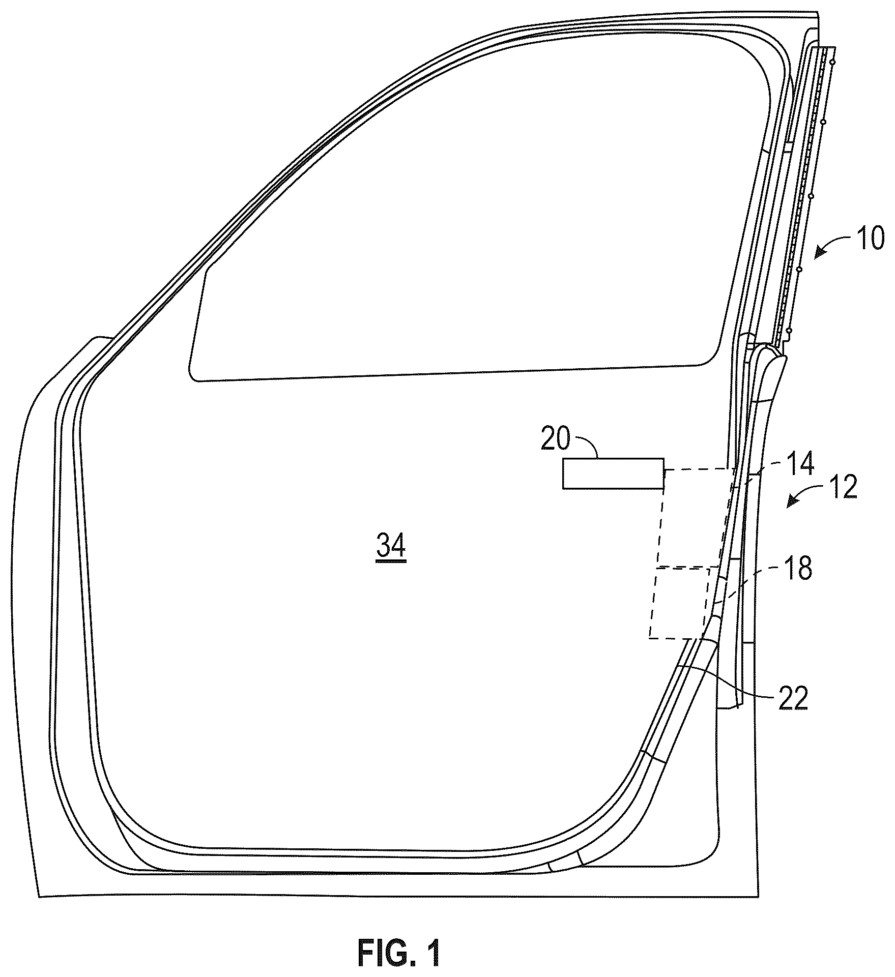 Patent US12297667 Figure 1 – Electronic vehicle latch with separately attached control unit
