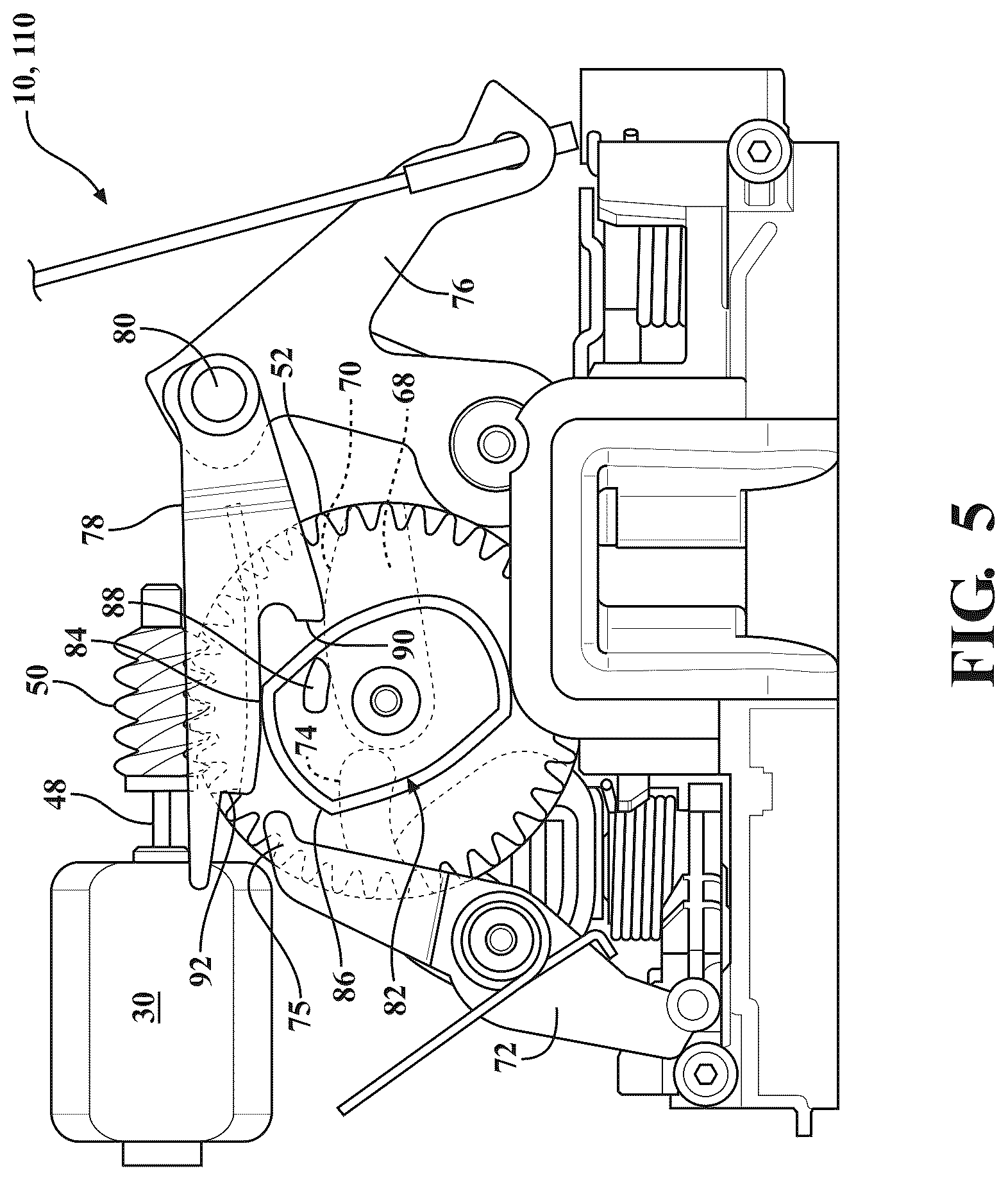 Patent US12297669 Figure 6 – Closure latch assembly with power-operated actuator providing multiple powered functions