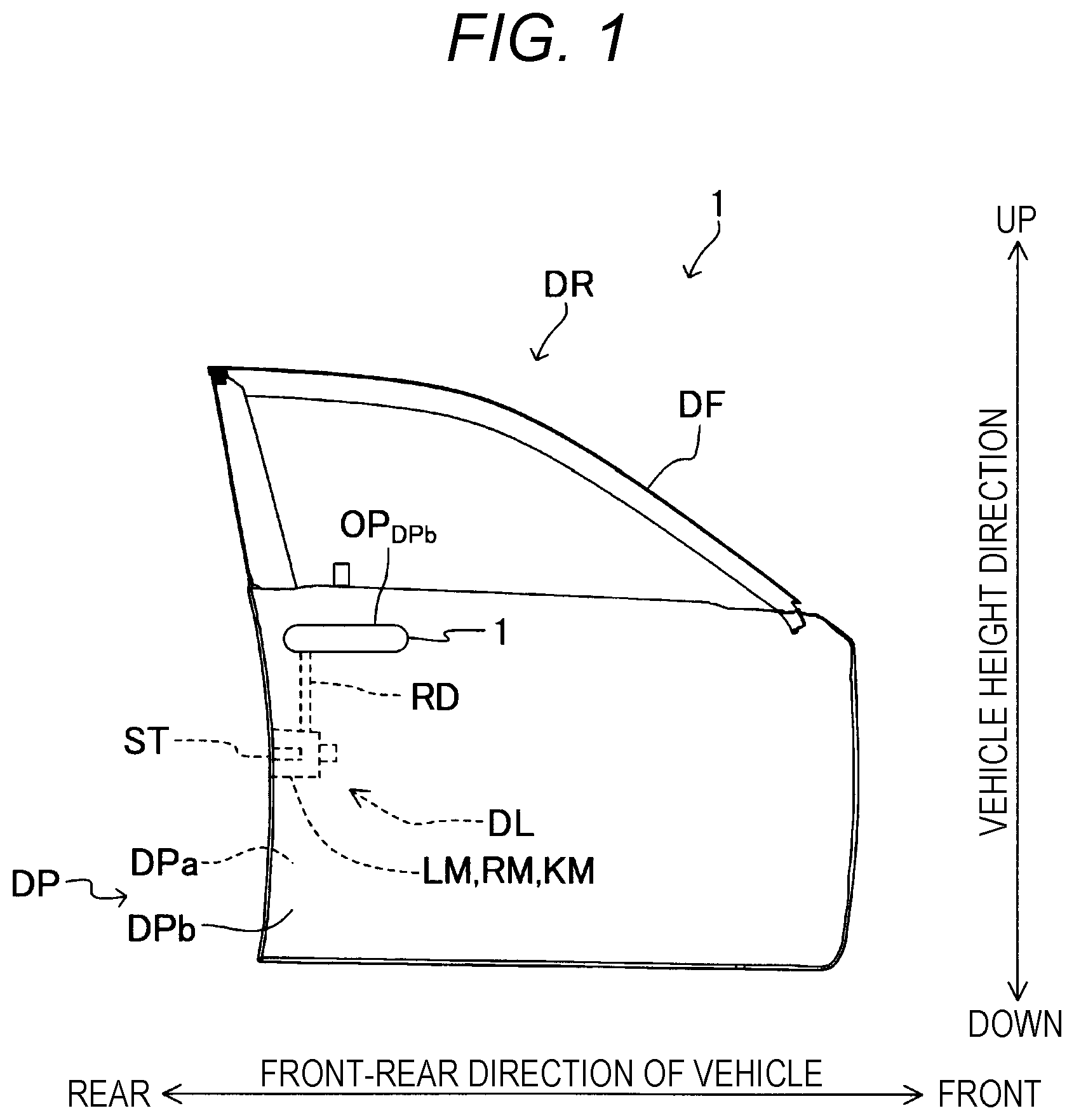 Patent US12297675 Figure 1 – Door handle apparatus for vehicle