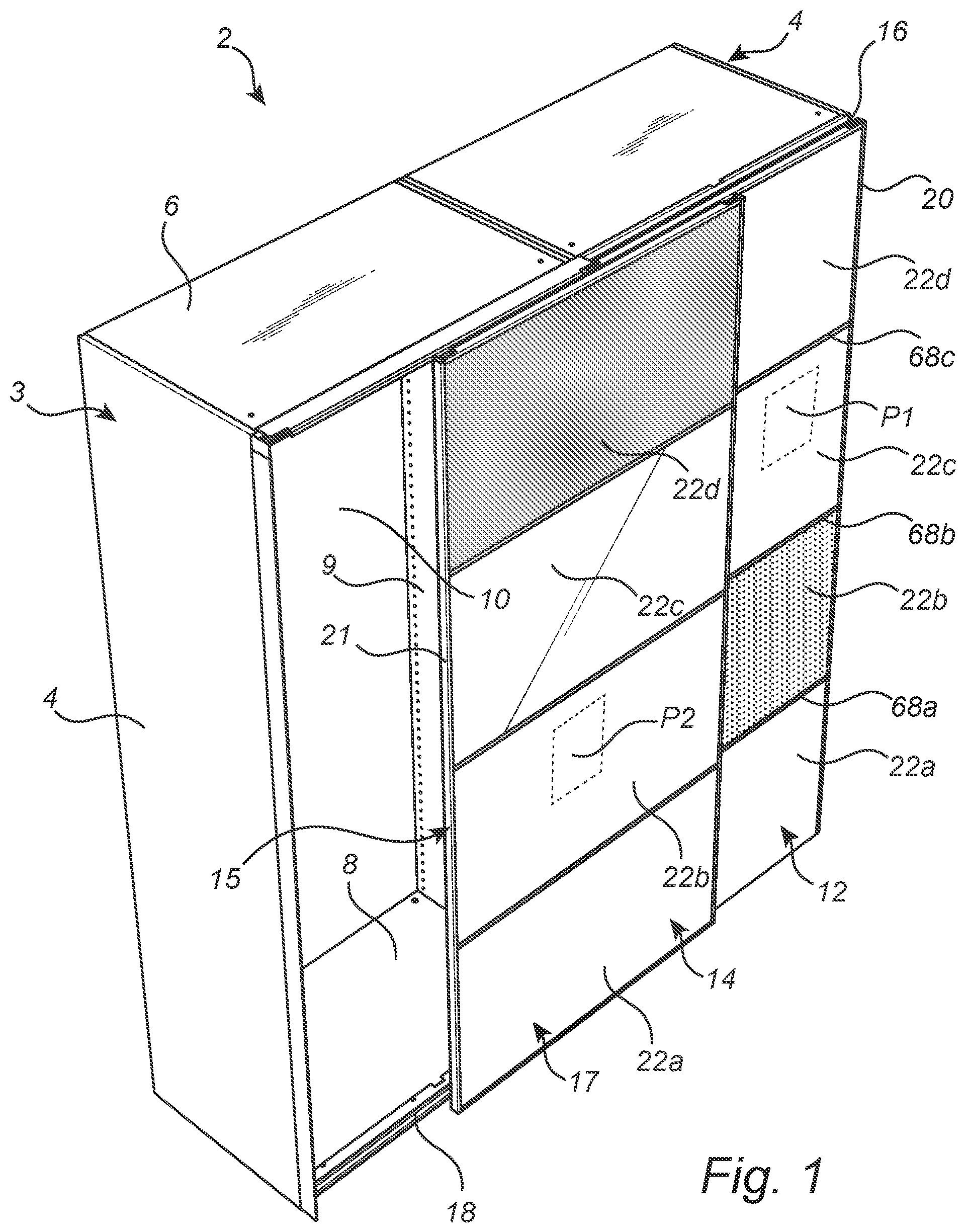 Patent US12297680 Figure 1 – Sliding closet door assembly and method of assembling a sliding closet door