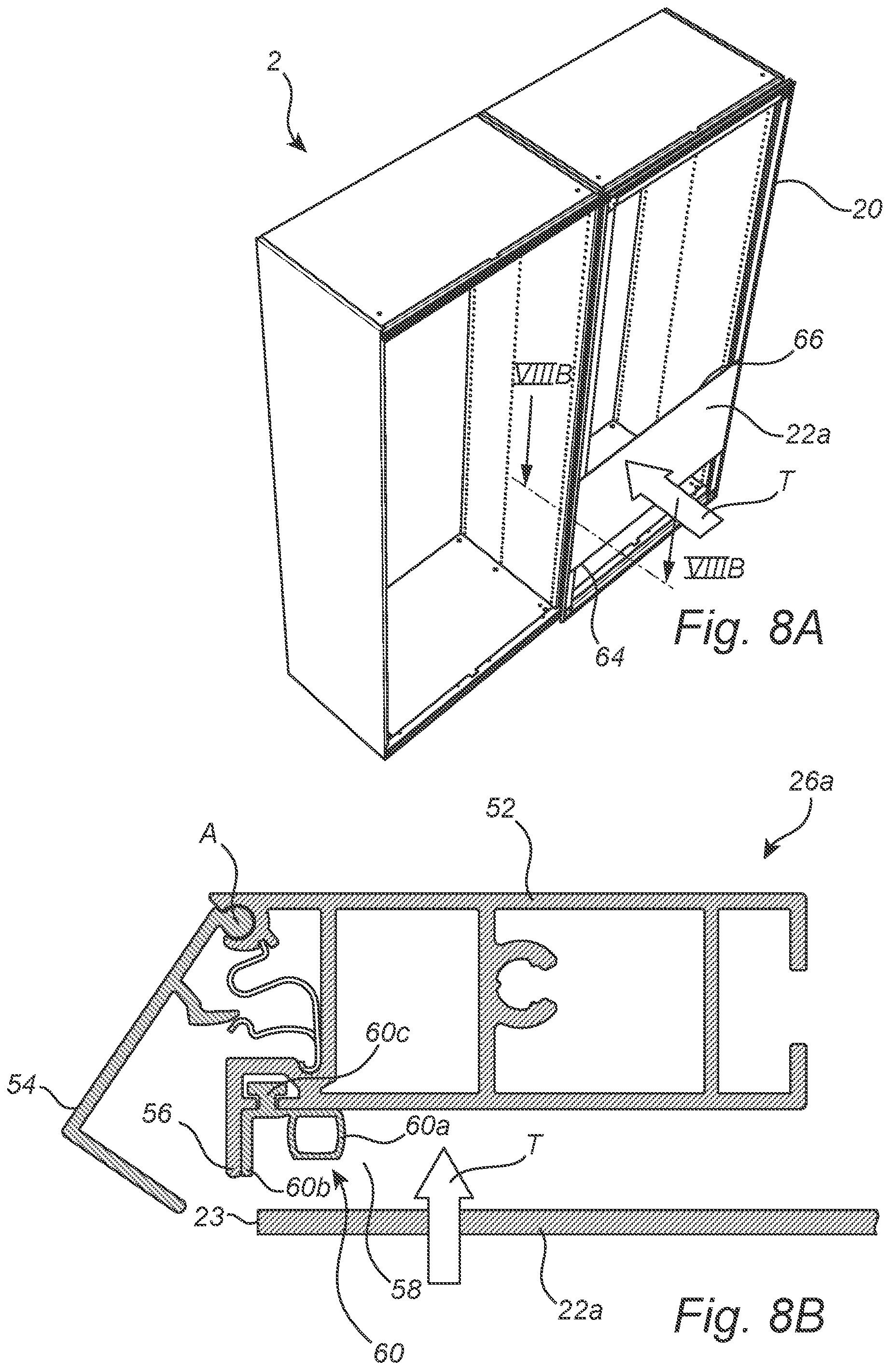 Patent US12297680 Figure 8 – Sliding closet door assembly and method of assembling a sliding closet door