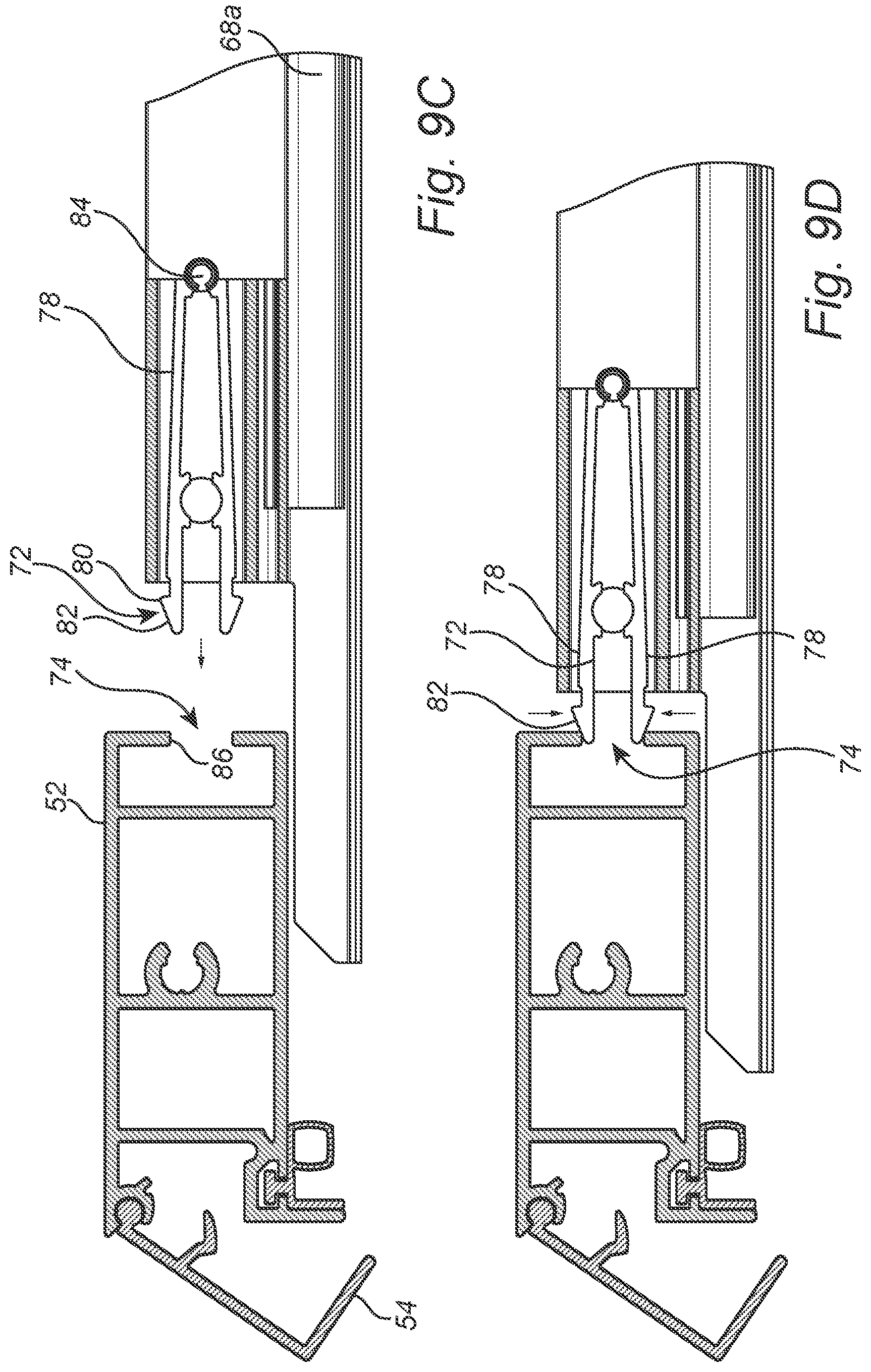 Patent US12297680 Figure 11 – Sliding closet door assembly and method of assembling a sliding closet door