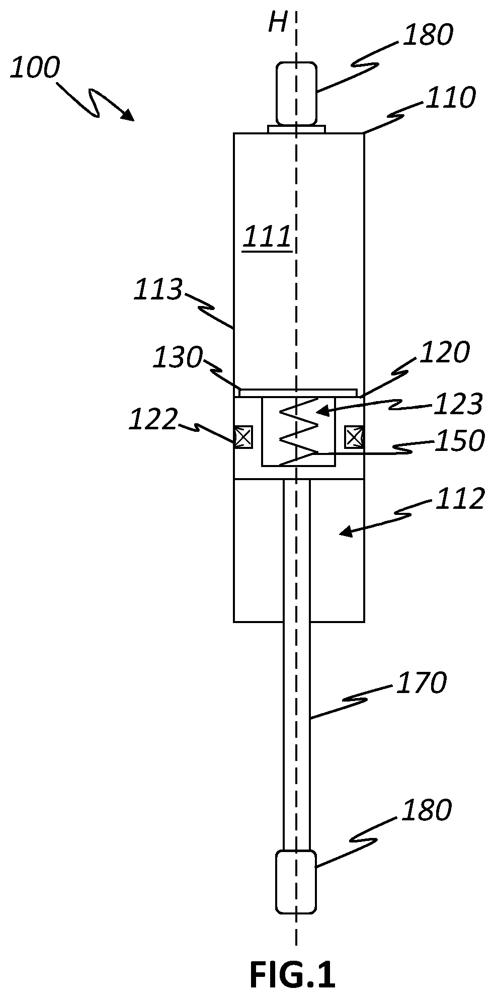 Patent US12297687 Figure 1 – Fluid damper including a switching piston, method for manufacturing the fluid damper, drive arrangement including the fluid damper