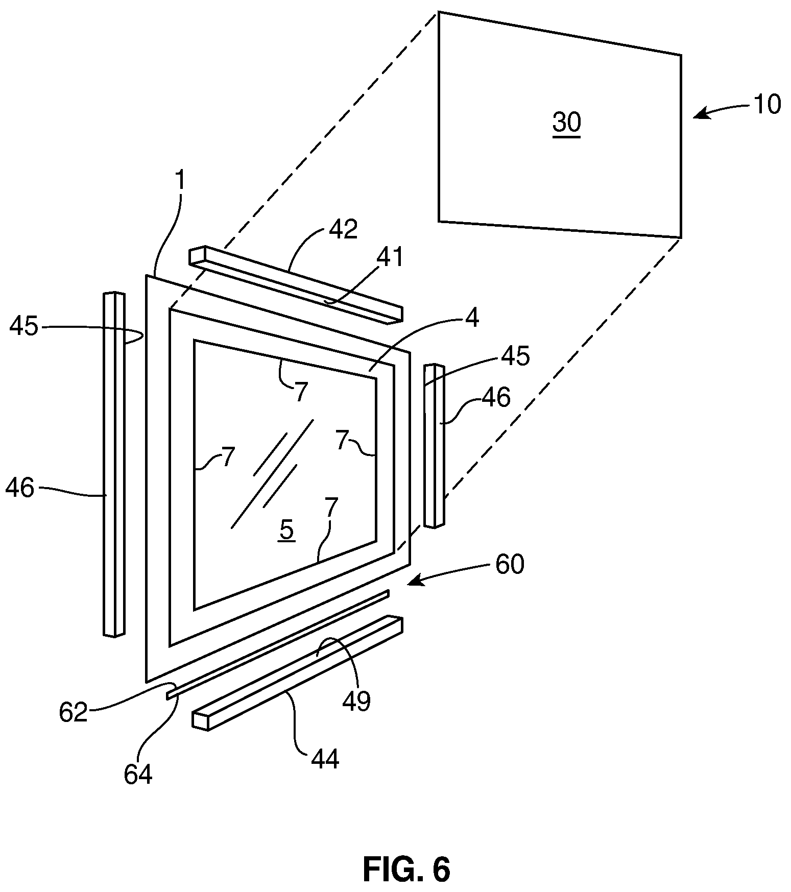 Patent US12297693 Figure 6 – Adhesive-attached window glazing assembly, multi-glazed window assembly and method therefor