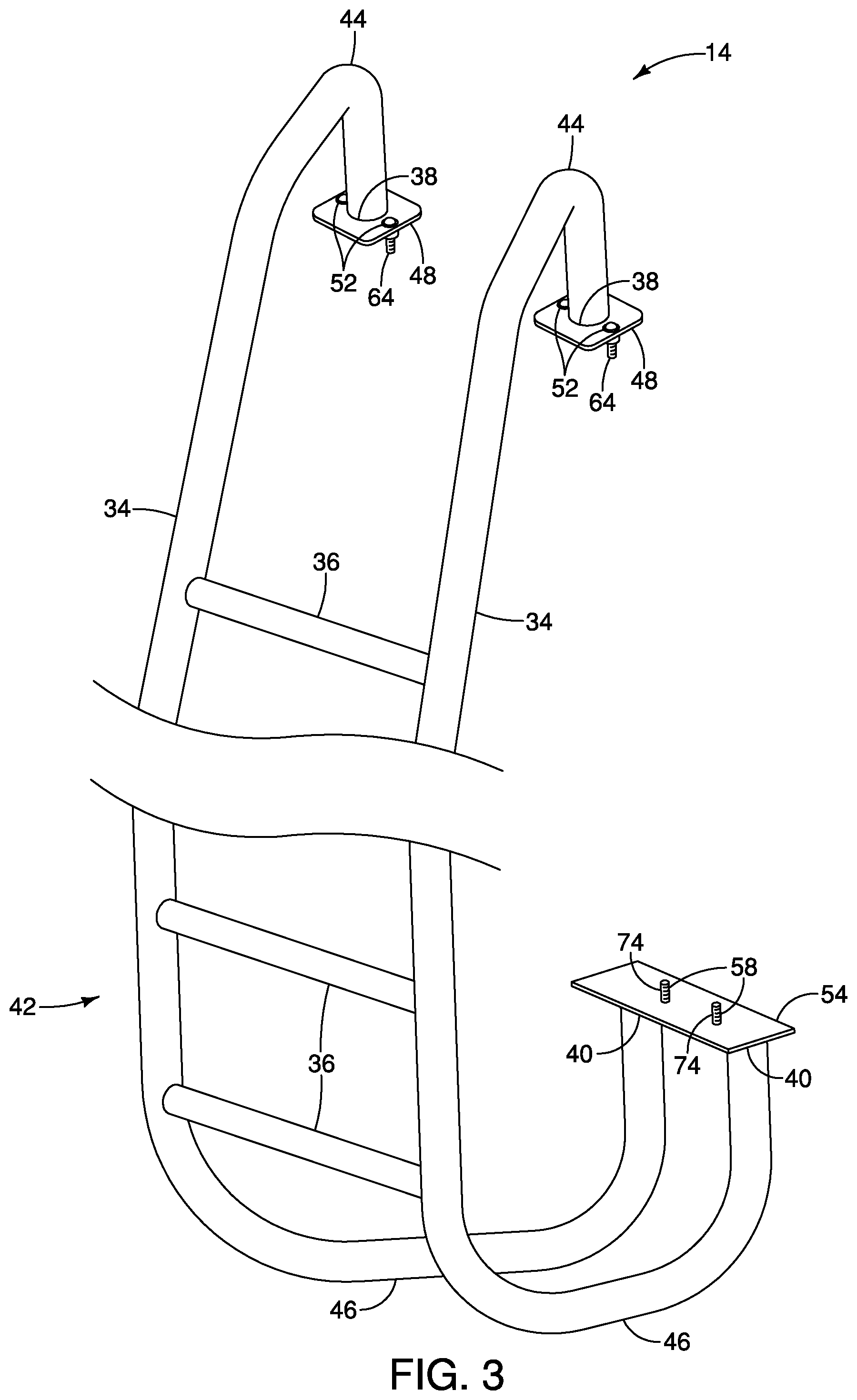 Patent US12297697 Figure 3 – Vehicle ladder