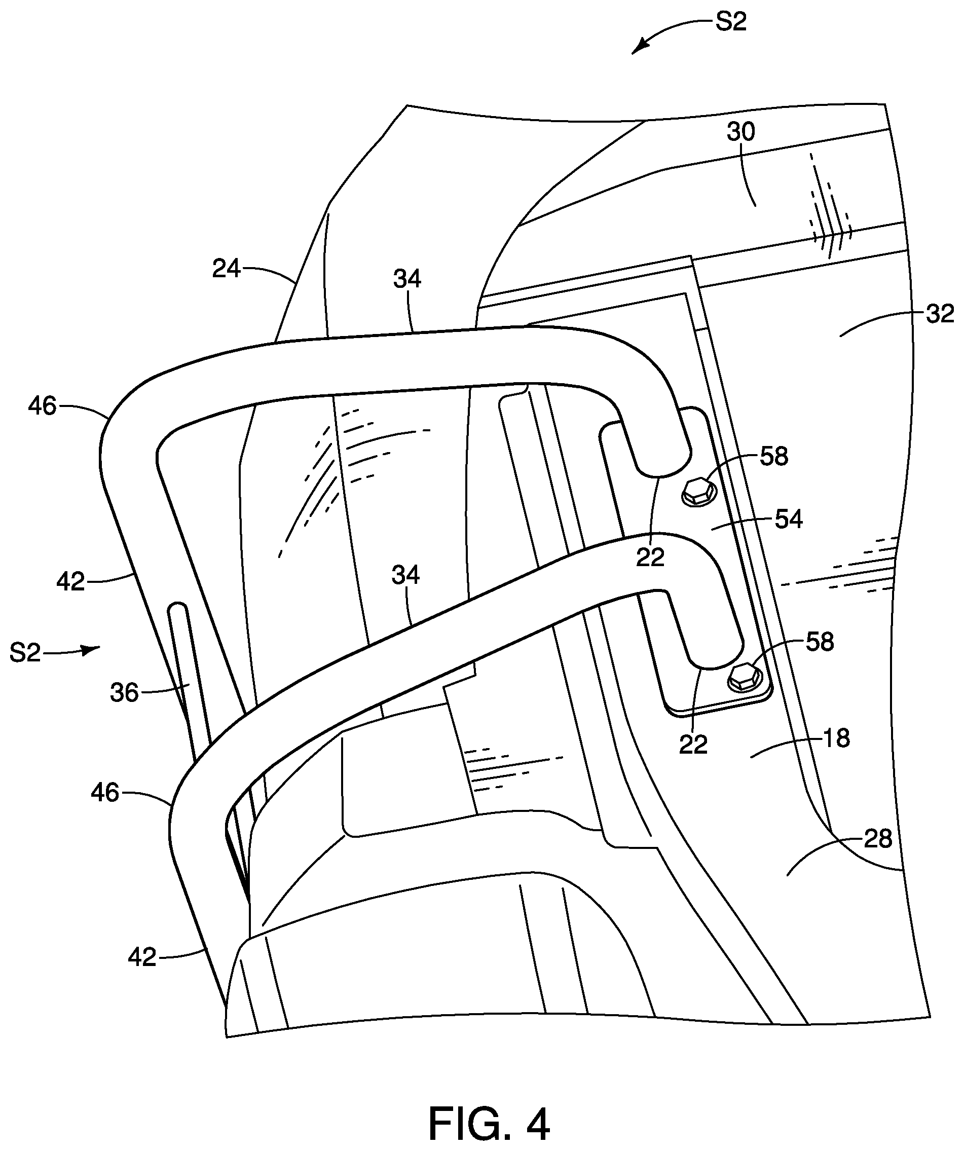 Patent US12297697 Figure 4 – Vehicle ladder