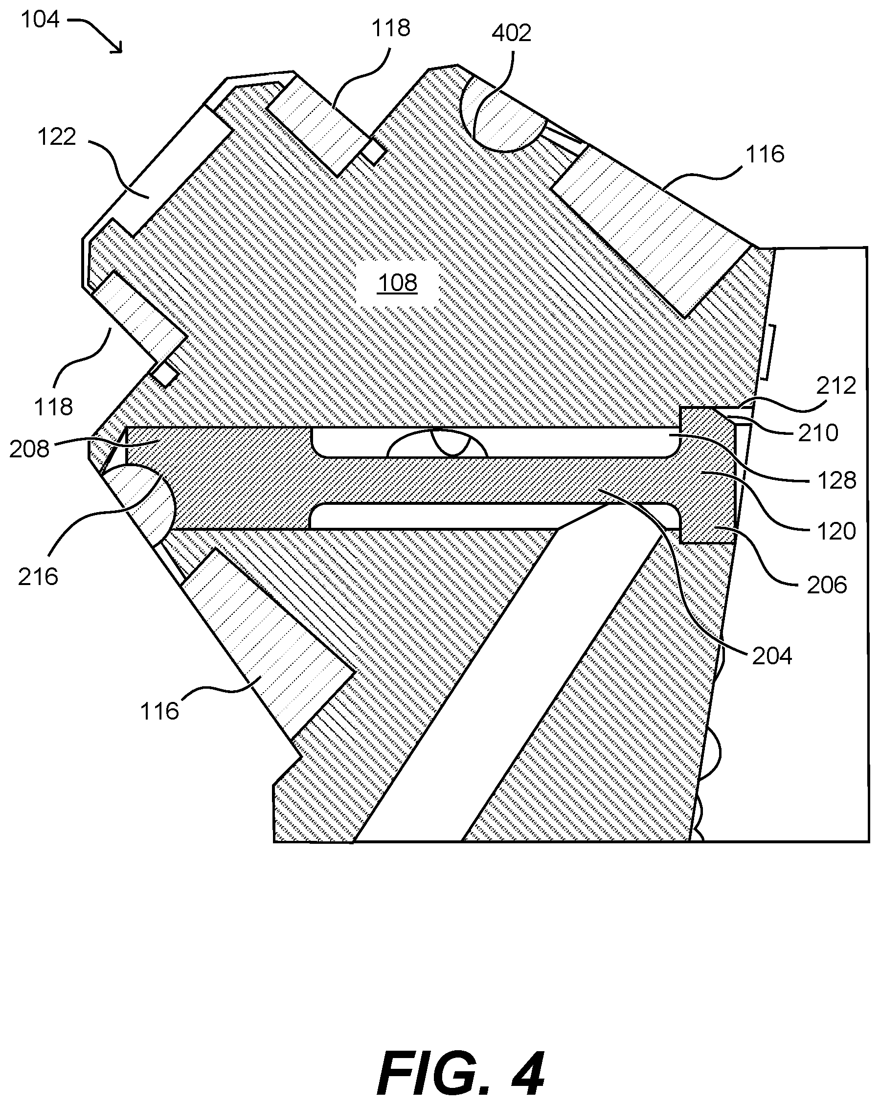 Patent US12297698 Figure 4 – Retainer for rotary cone drill bit