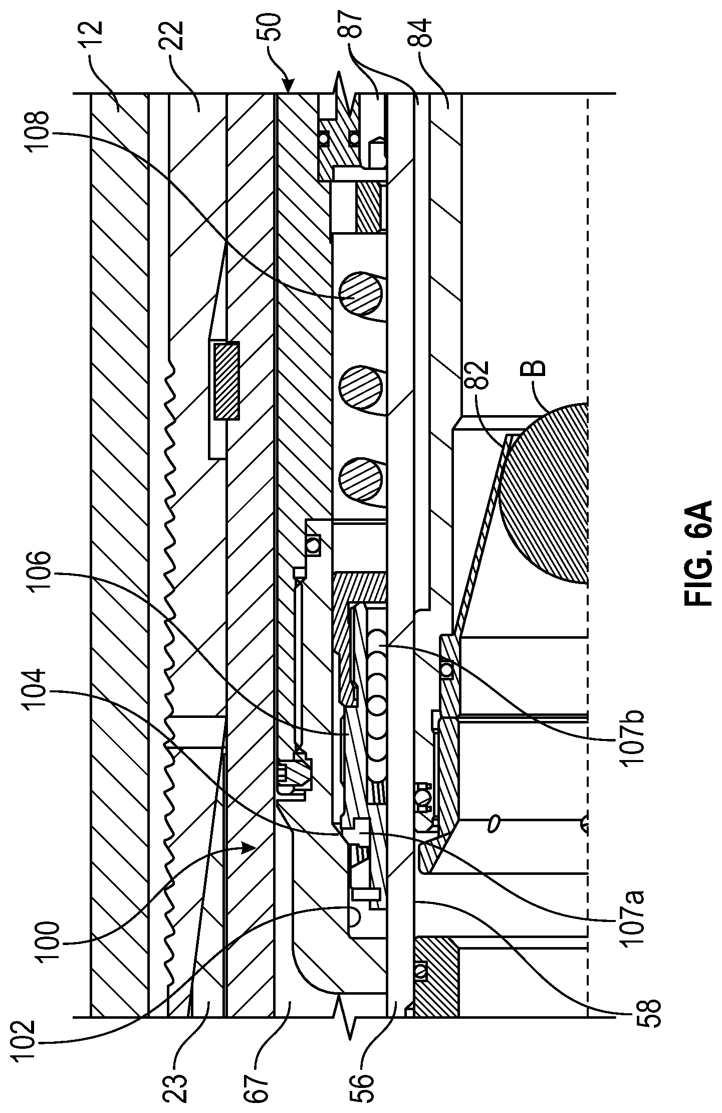 Patent US12297706 Figure 6 – Debris exclusive-pressure intensified-pressure balanced setting tool for liner hanger