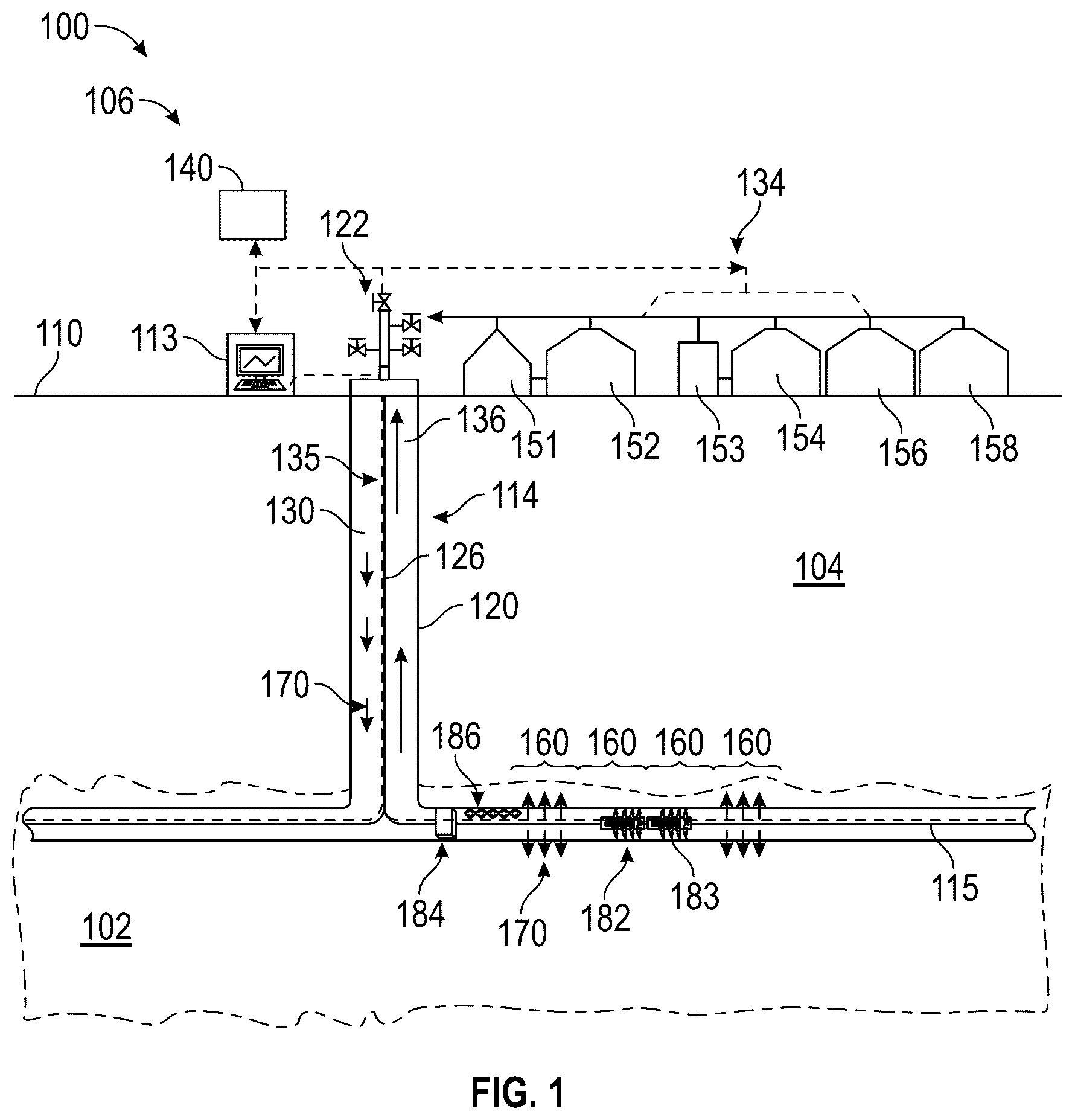 Patent US12297727 Figure 1 – Enhanced CO2 fracking operation