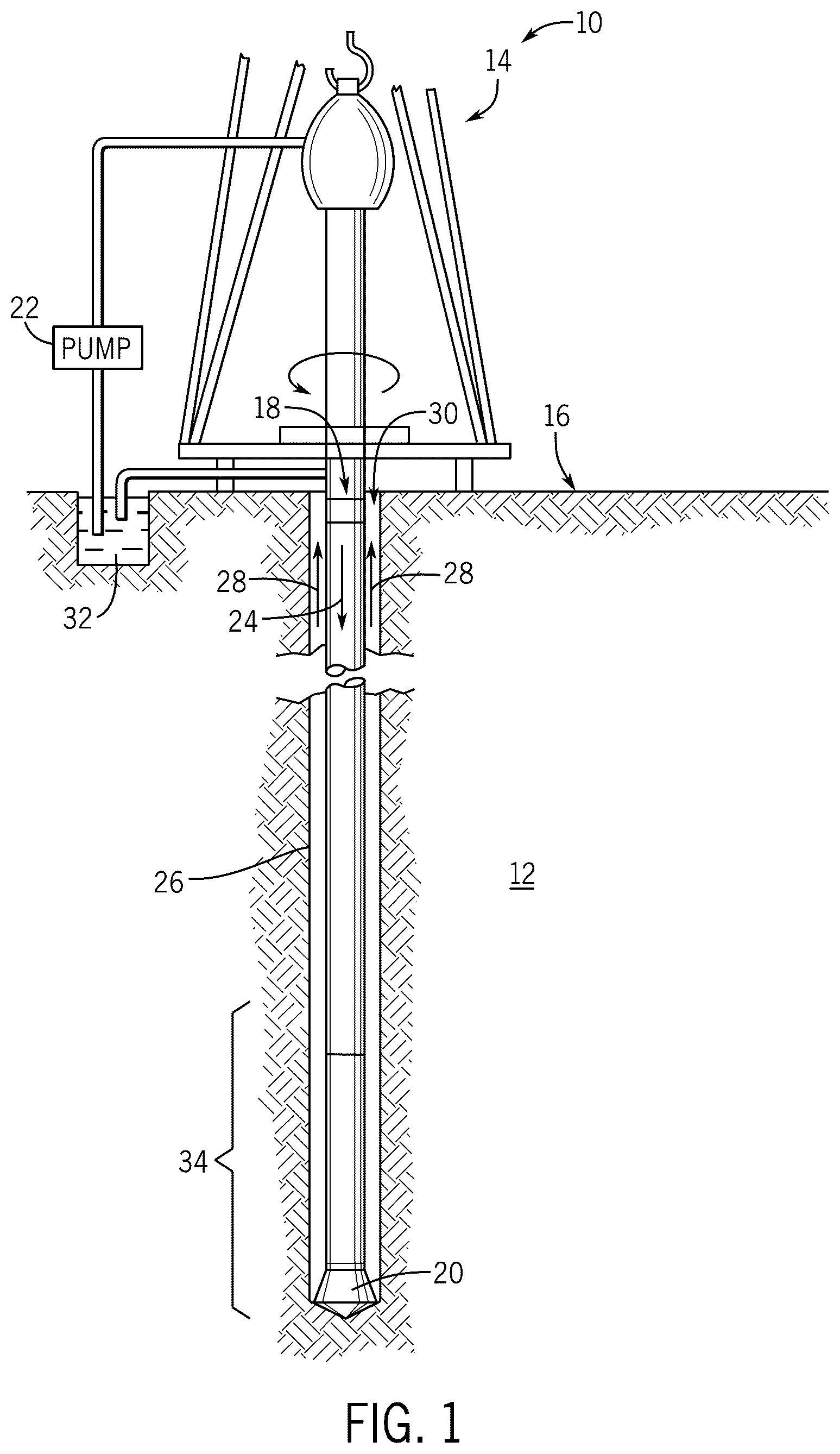 Patent US12297737 Figure 1 – Bottom hole assembly having three-point contact for improved steering