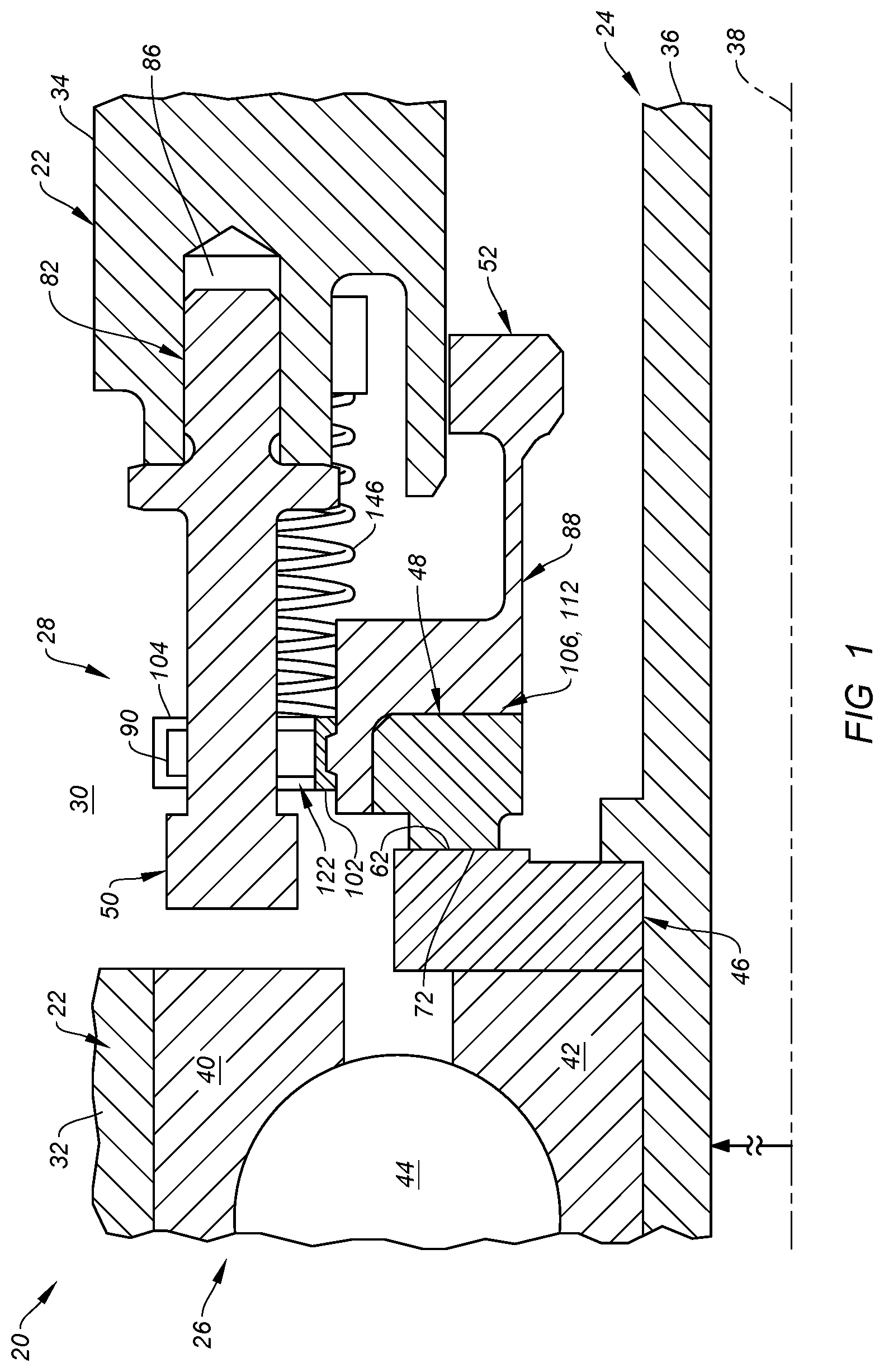 Patent US12297740 Figure 1 – Seal carrier with rolling element guide rail contact