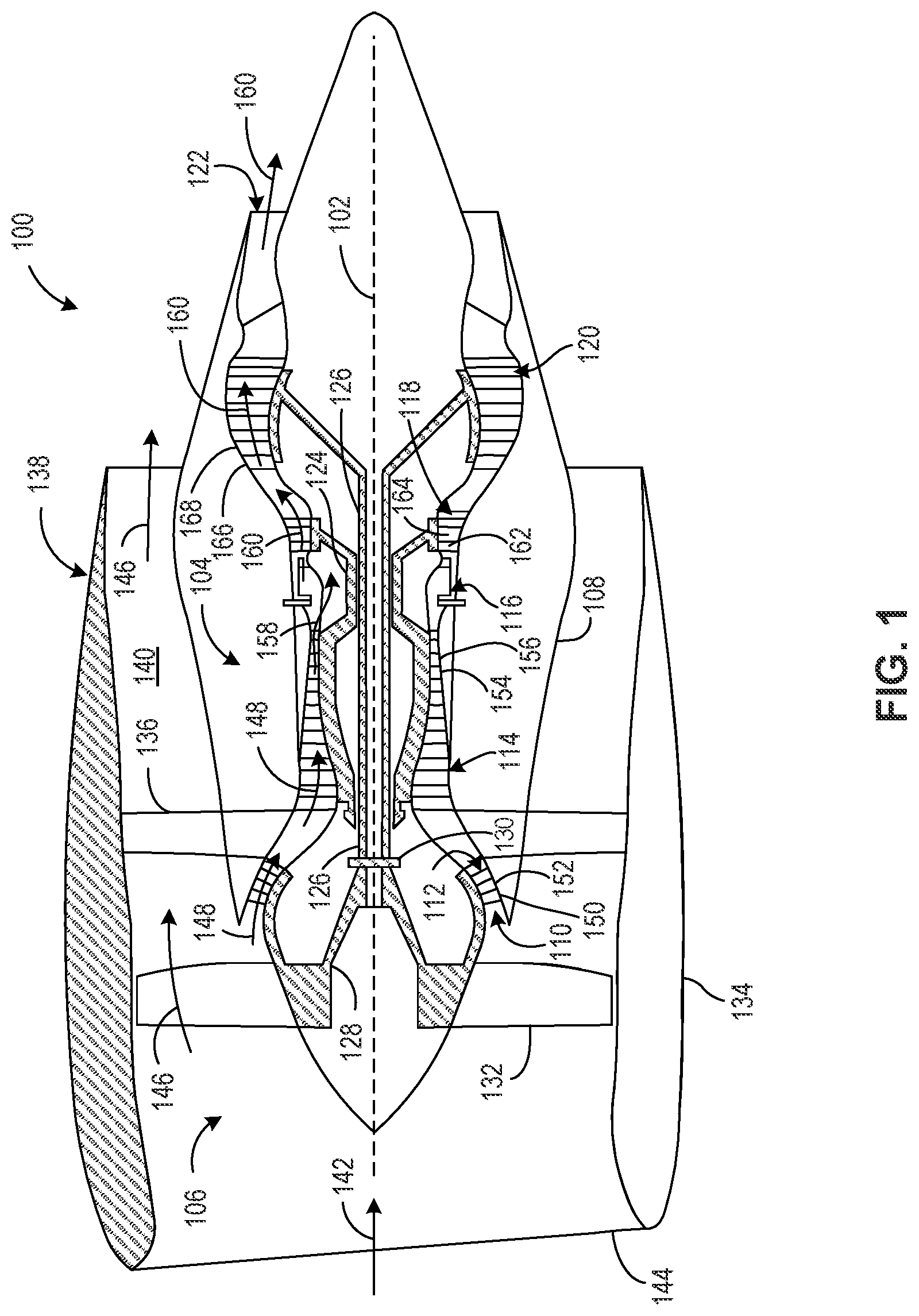 Patent US12297741 Figure 1 – Rapid active clearance control system of inter stage and mid-seals