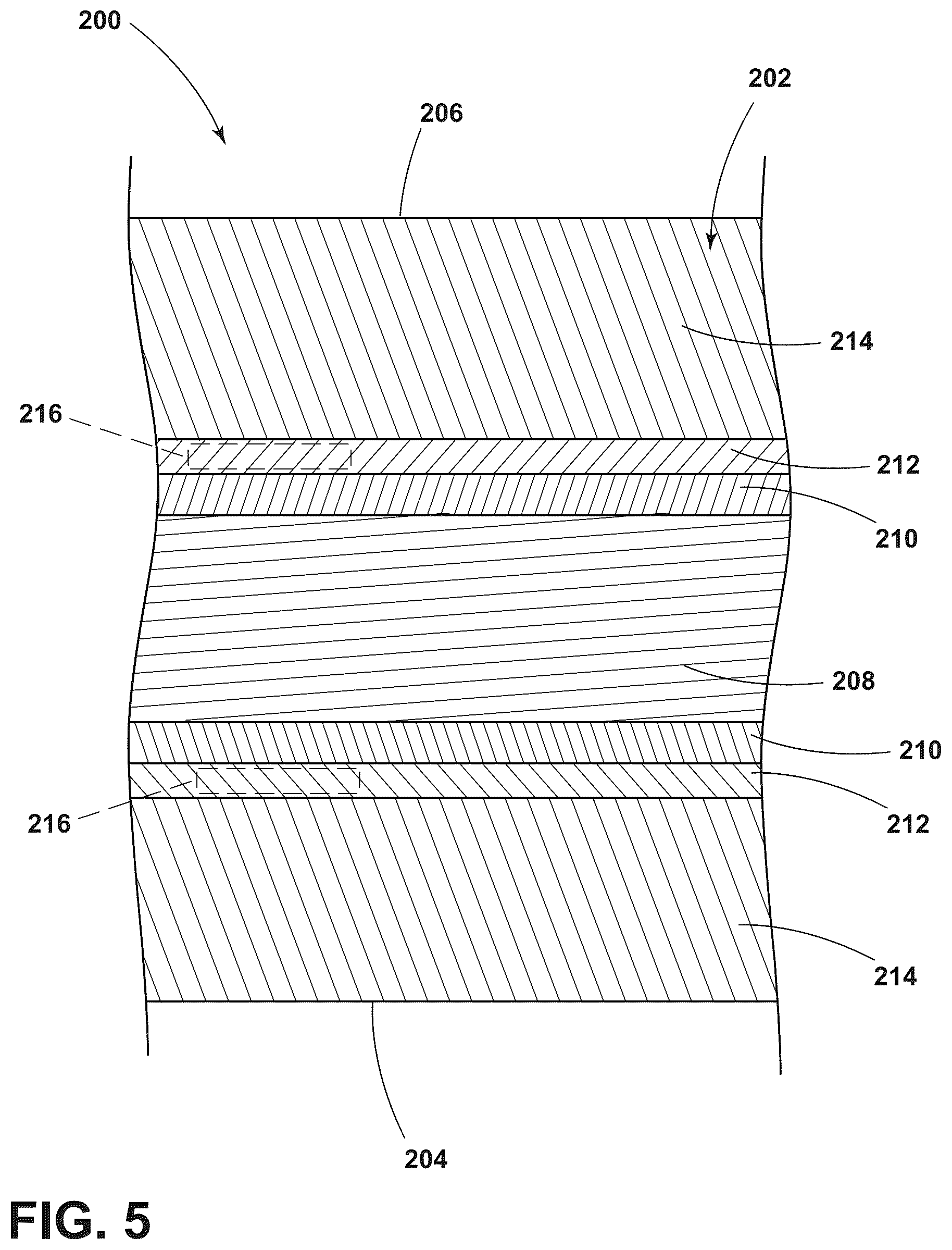 Patent US12297749 Figure 5 – Turbine engine with a blade having woven core and toughened region