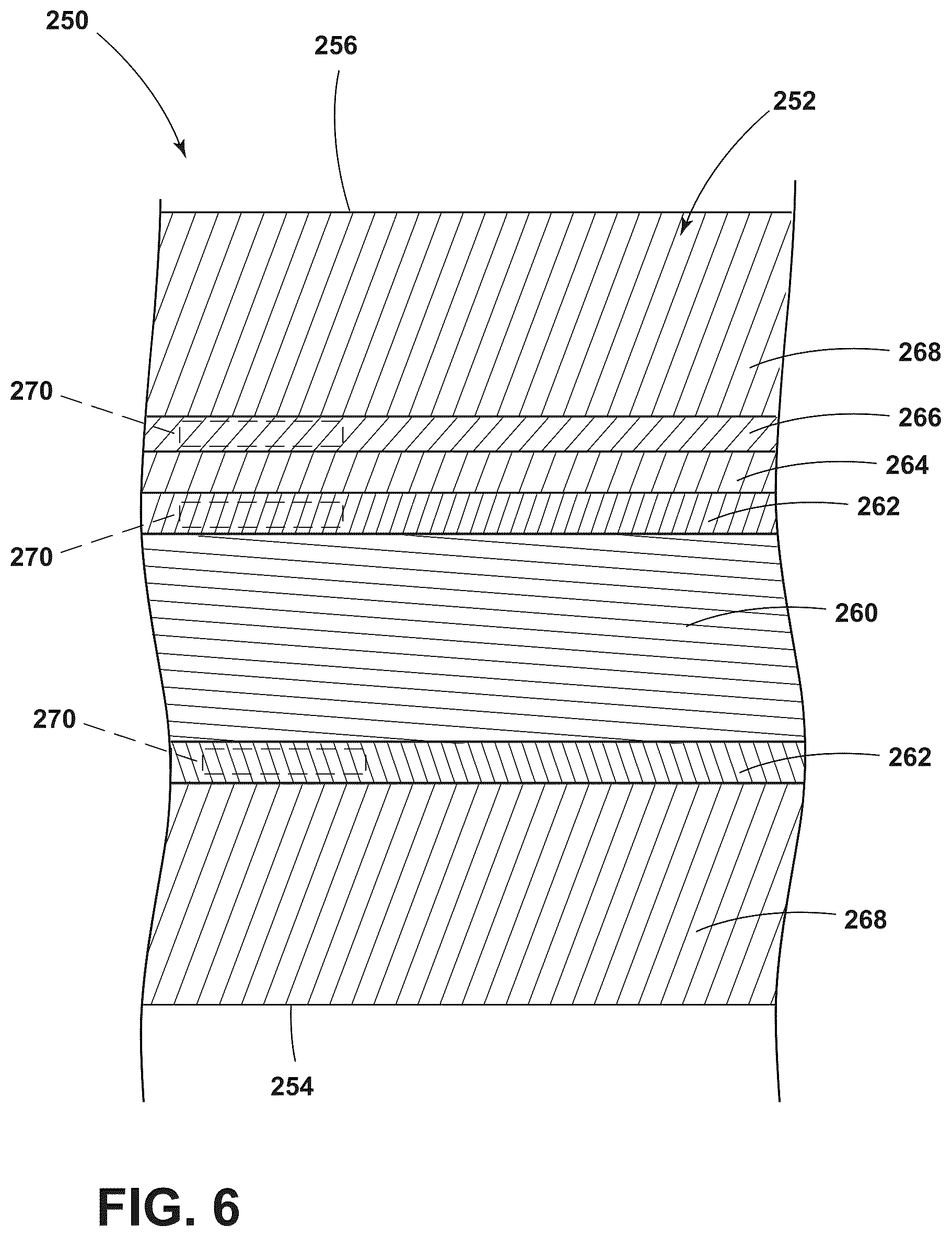 Patent US12297749 Figure 6 – Turbine engine with a blade having woven core and toughened region