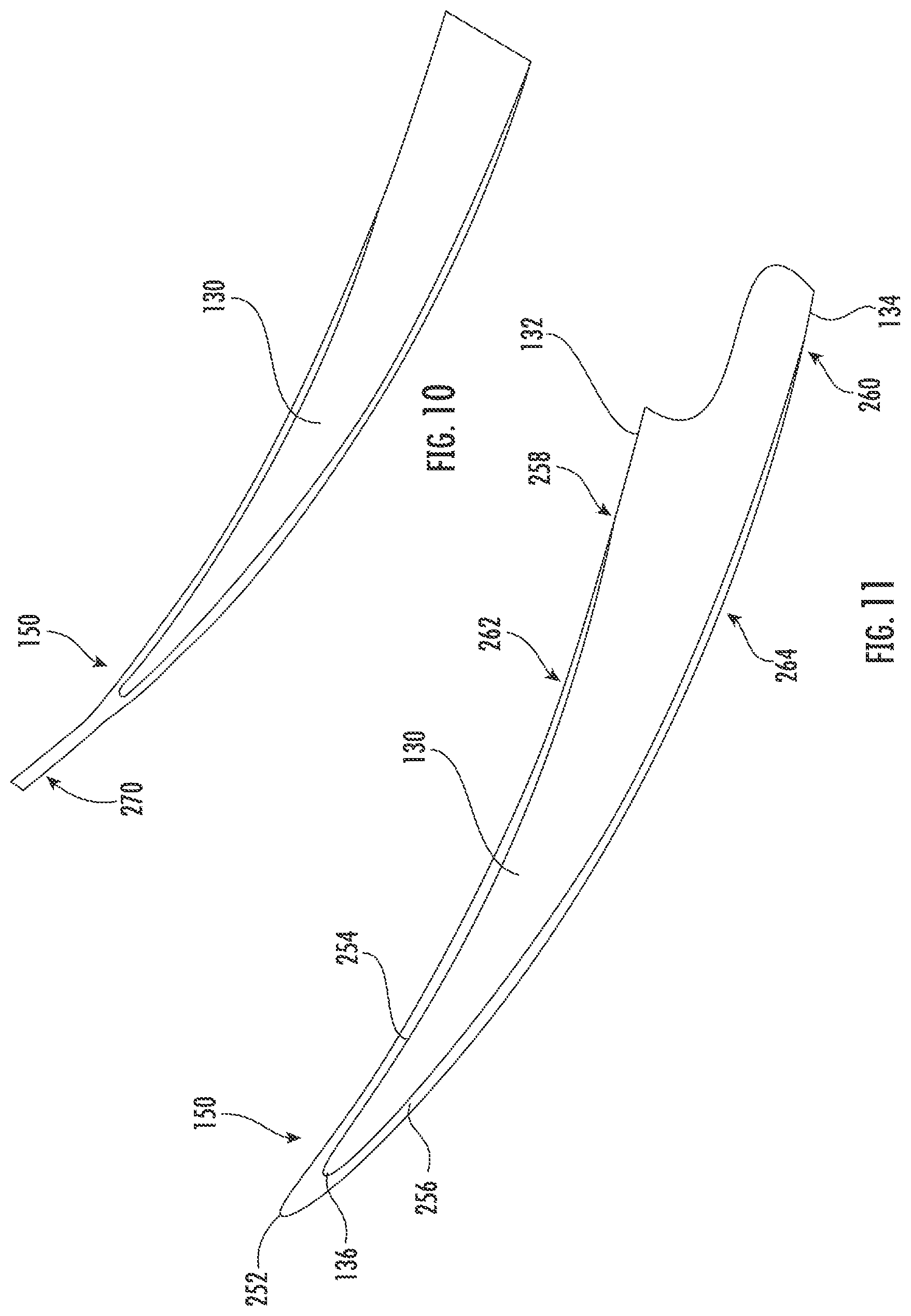 Patent US12297751 Figure 8 – Turbine engine with composite airfoil having a non-metallic leading edge protective wrap