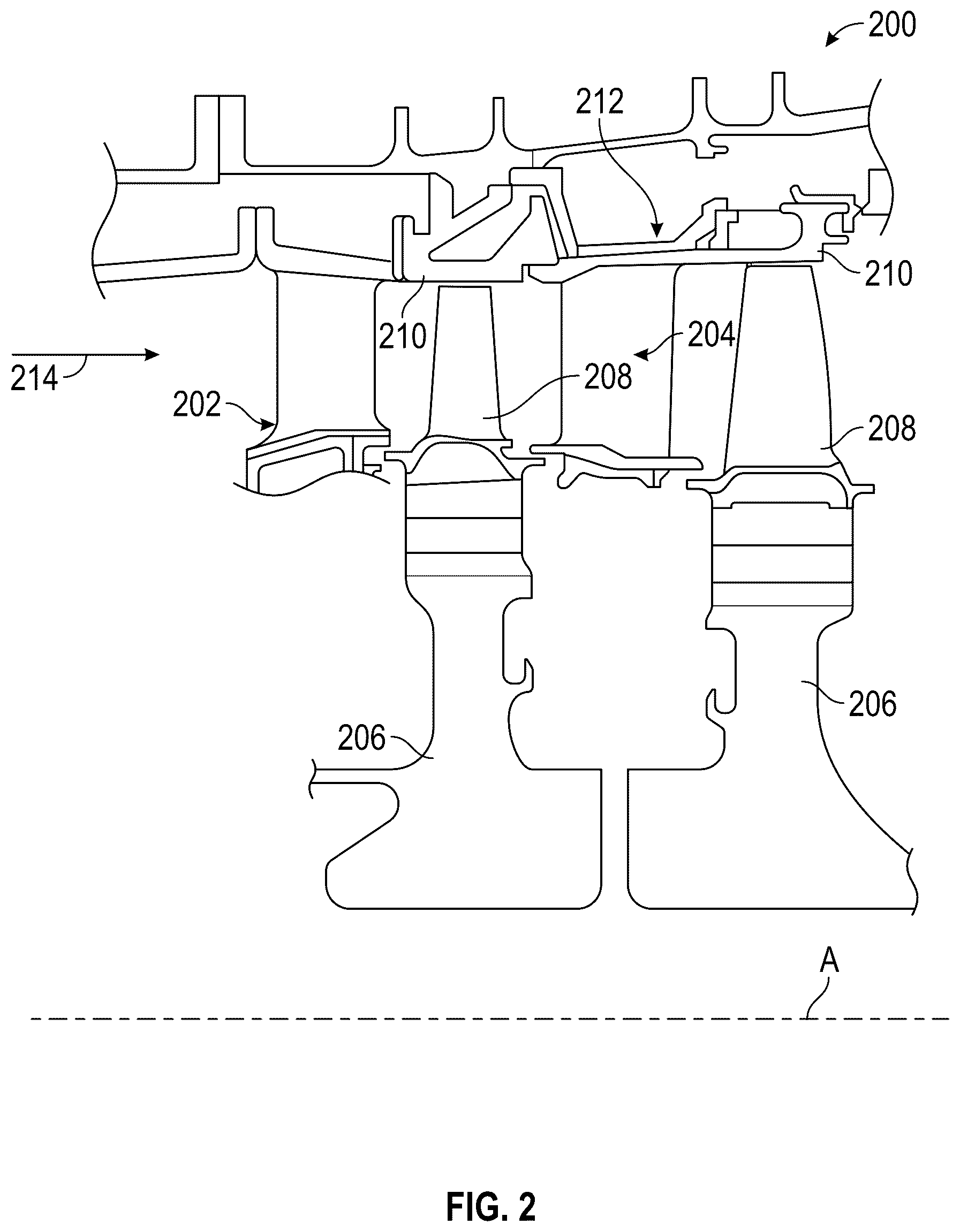Patent US12297752 Figure 2 – Vane forward rail for gas turbine engine assembly