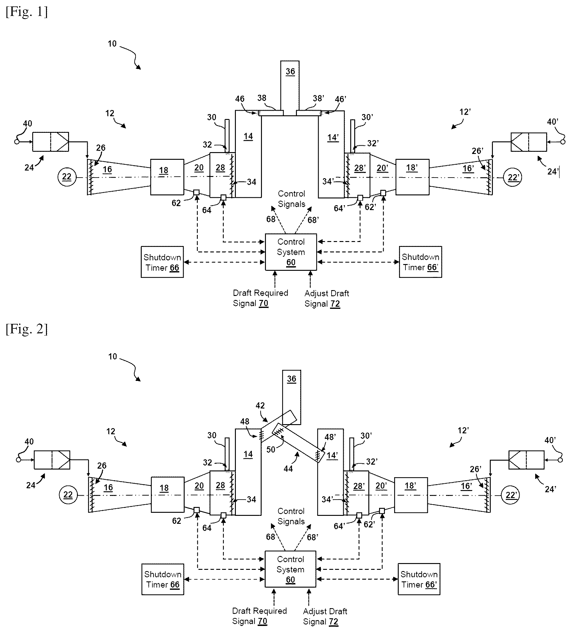 Patent US12297753 Figure 1 – System and process for active draft control of power plant