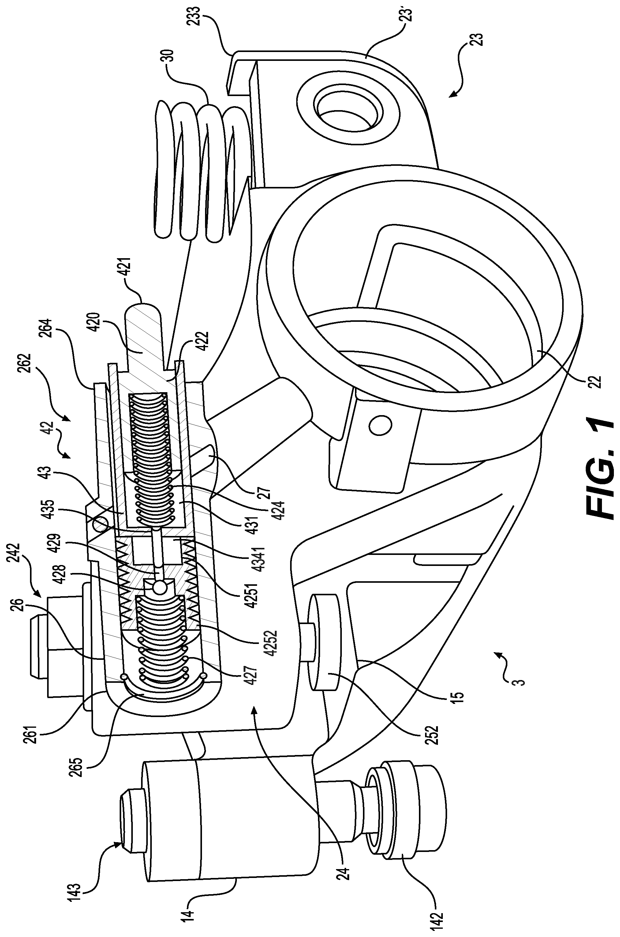 Patent US12297754 Figure 1 – Rocker arm assembly, compliance capsules, actuators, and support structures
