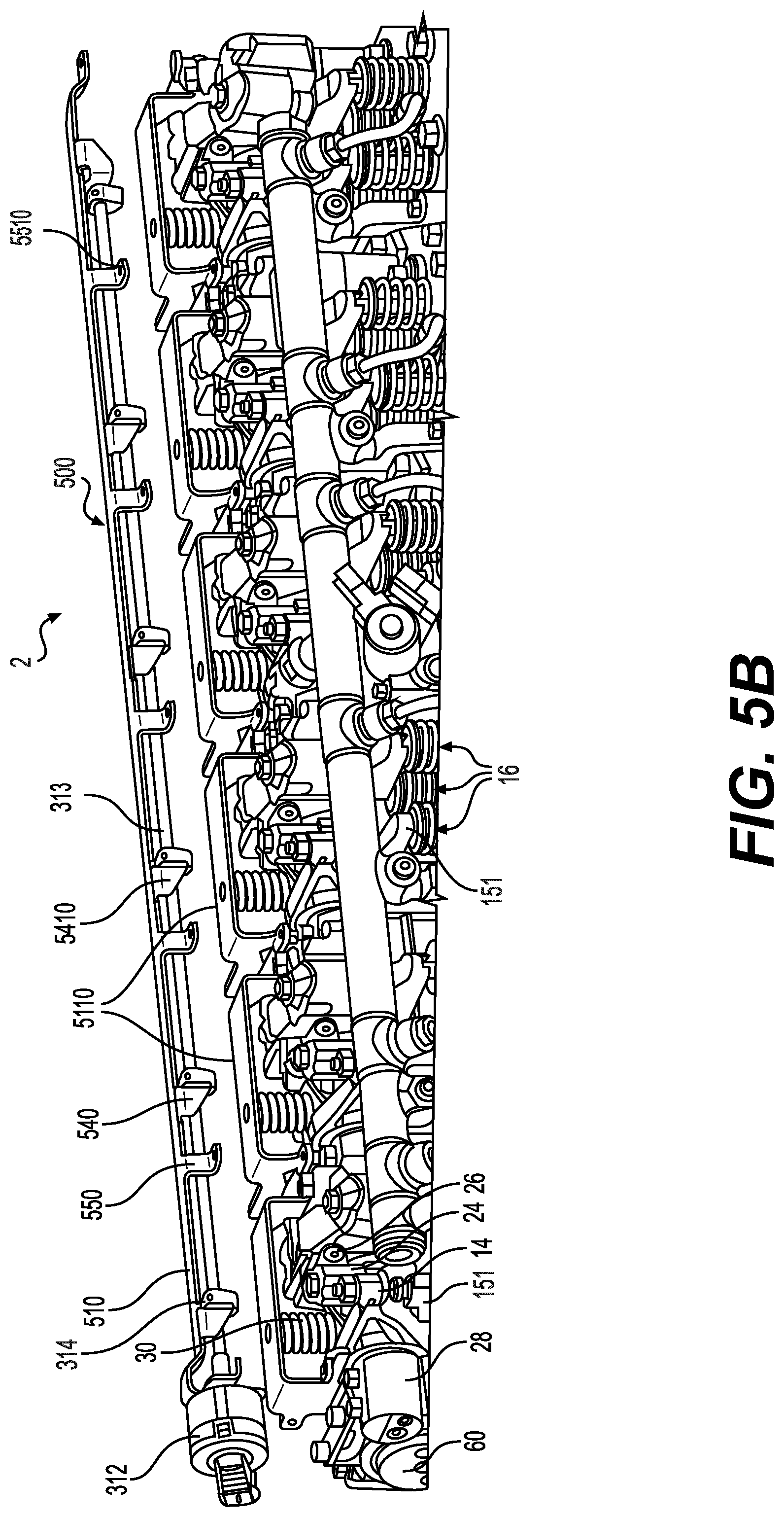 Patent US12297754 Figure 8 – Rocker arm assembly, compliance capsules, actuators, and support structures