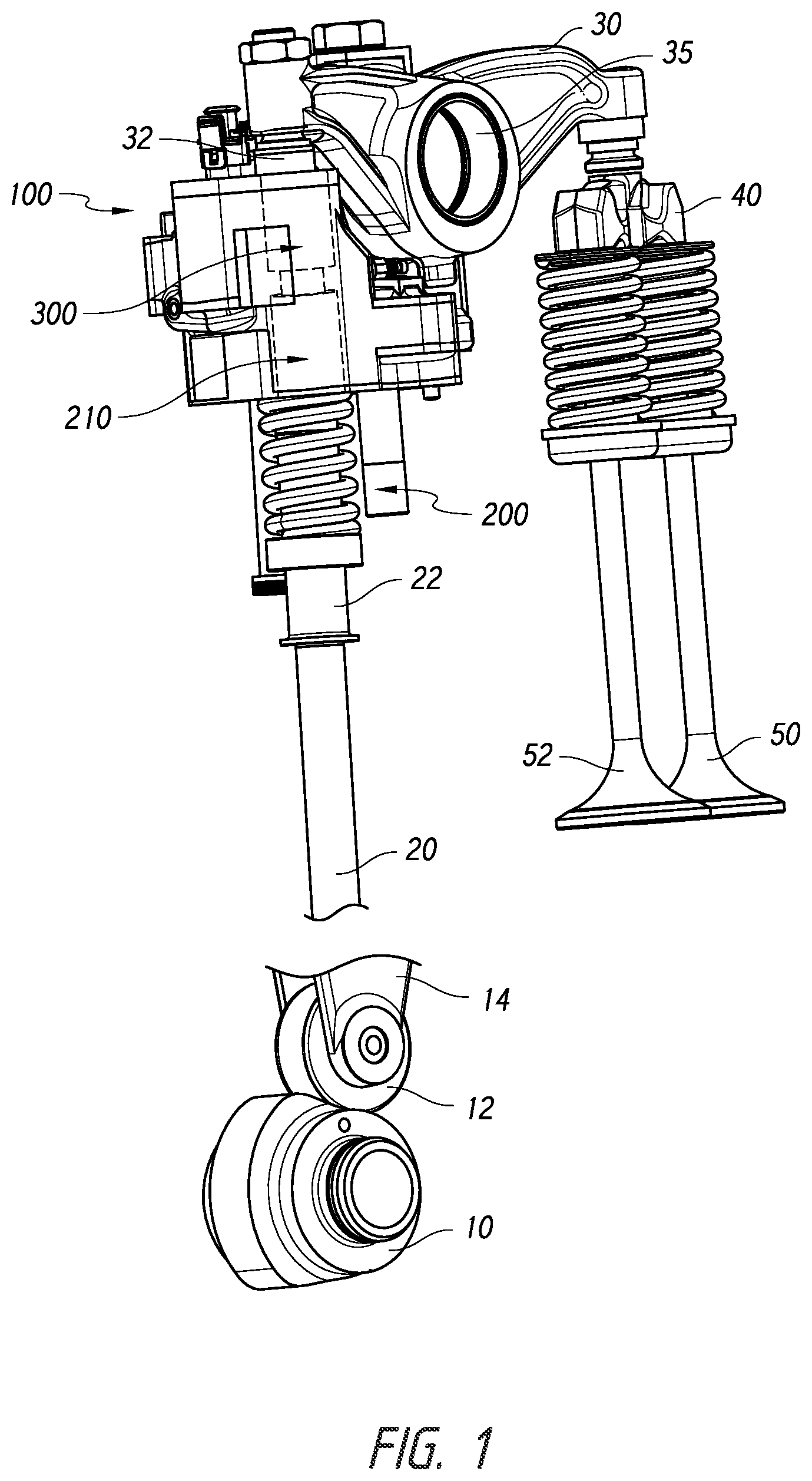 Patent US12297757 Figure 1 – Lost motion variable valve actuation systems and method