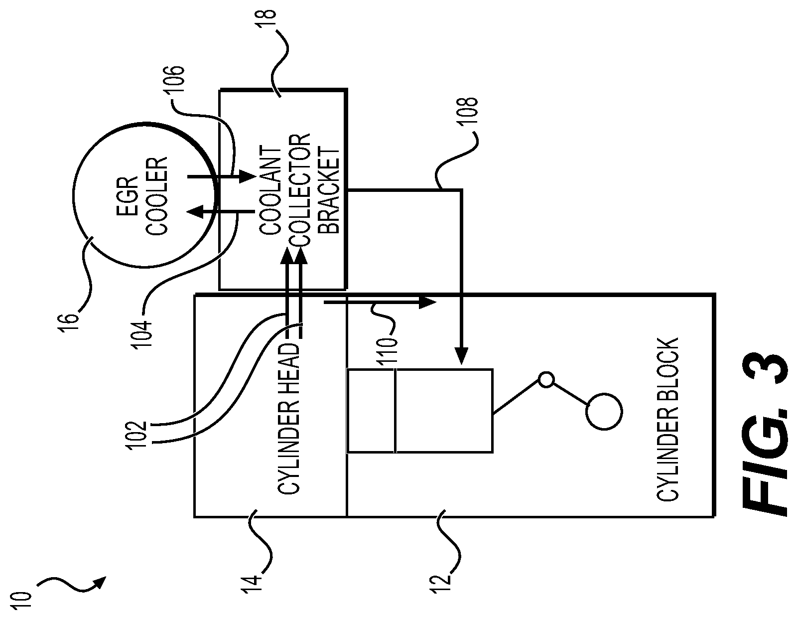 Patent US12297765 Figure 3 – Engine system with coolant collector