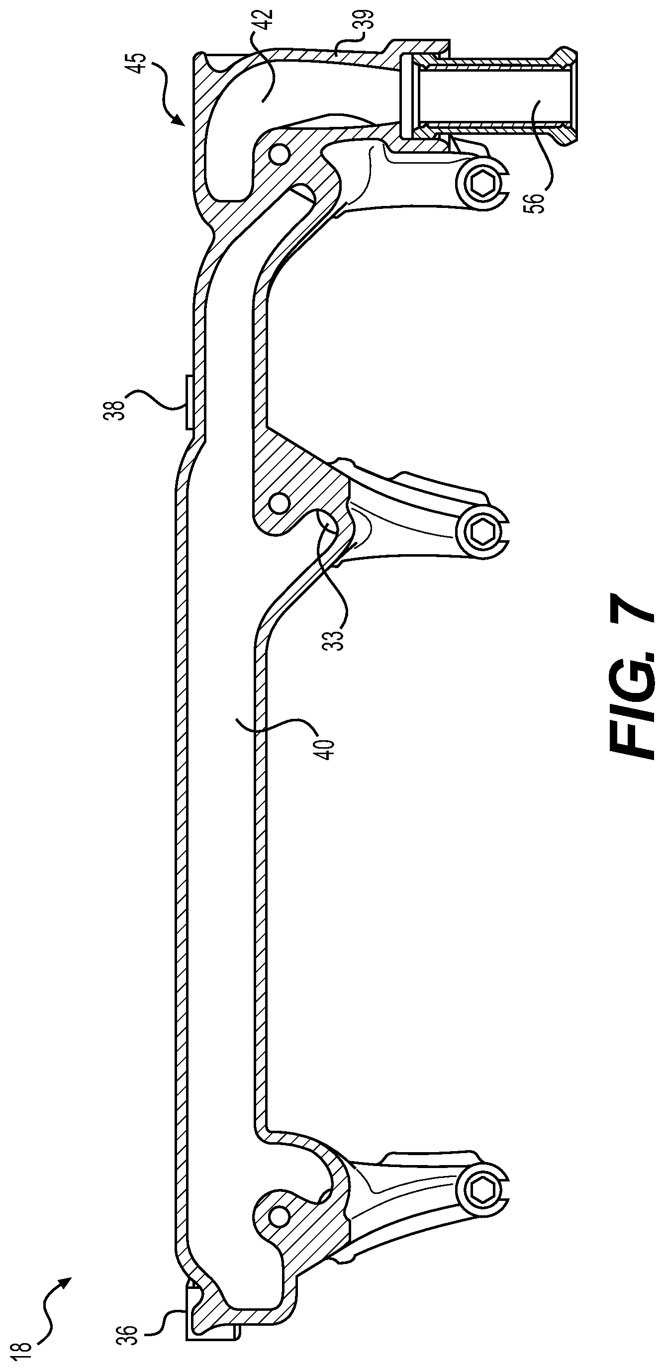 Patent US12297765 Figure 7 – Engine system with coolant collector
