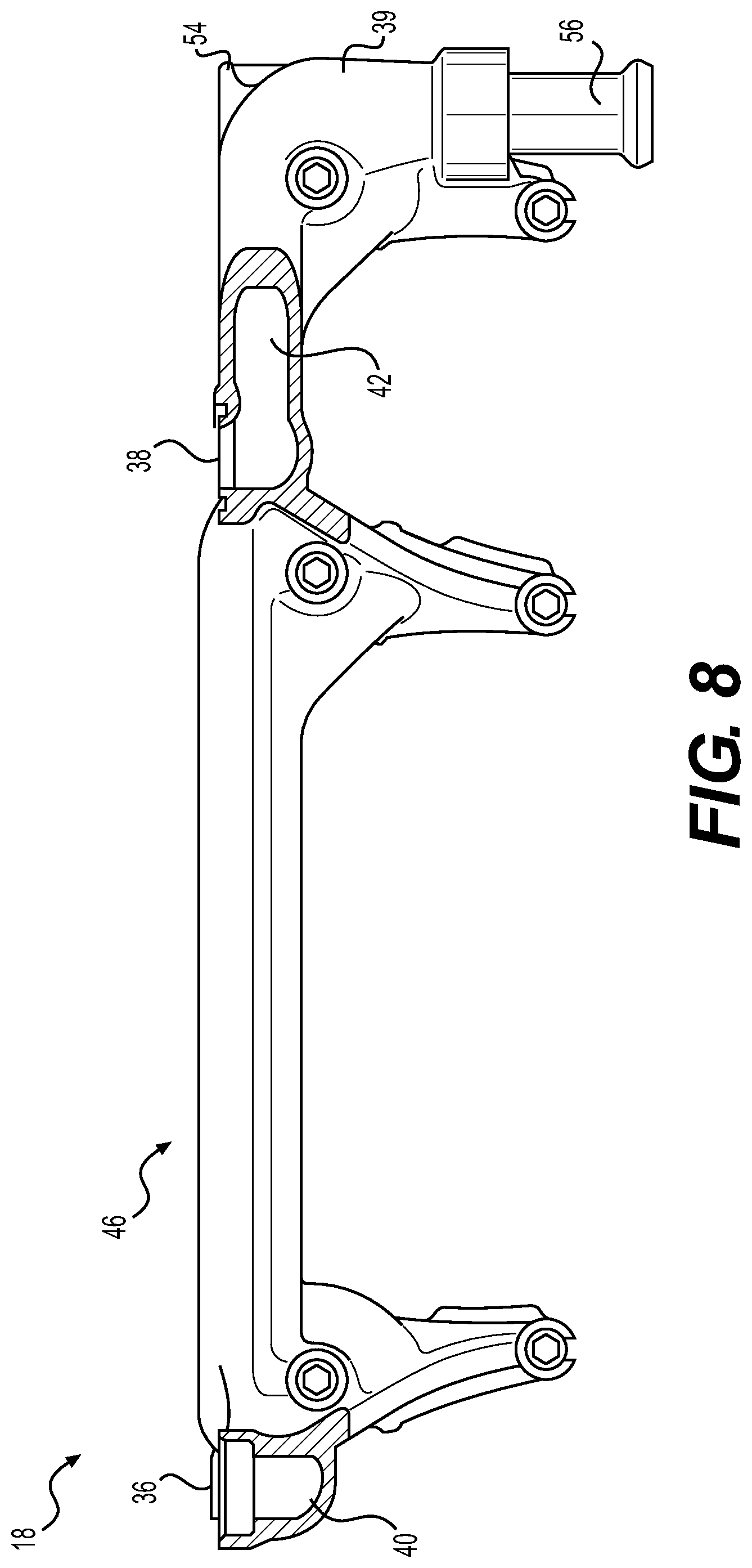 Patent US12297765 Figure 8 – Engine system with coolant collector