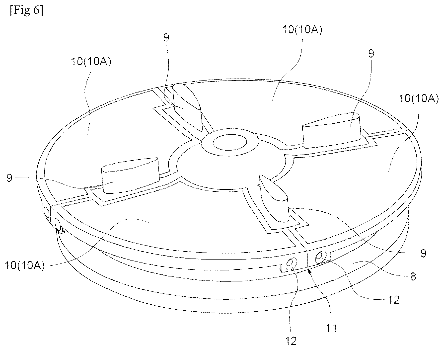 Patent US12297773 Figure 6 – Removable mechanical part for acoustic insulation of an air inlet casing